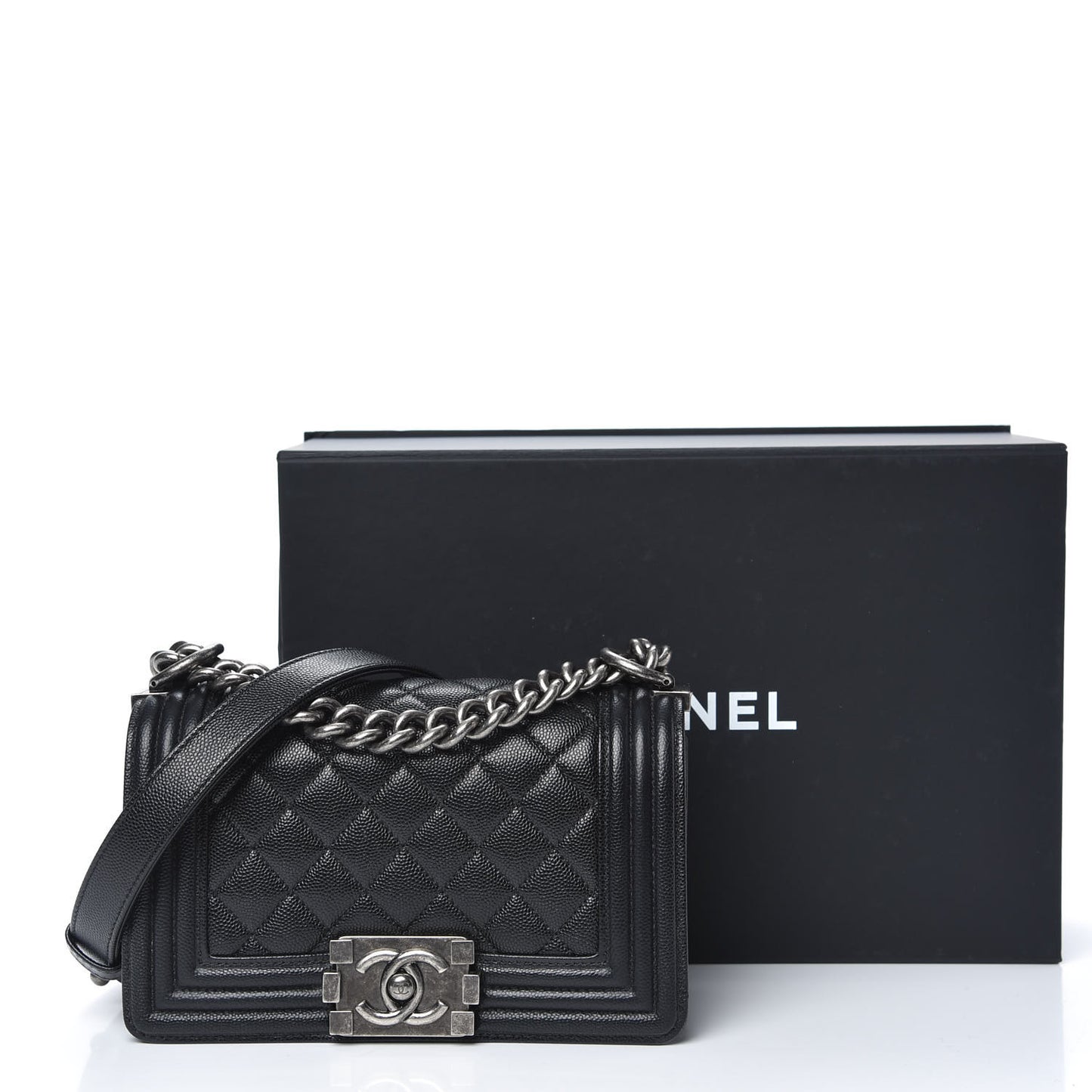 Caviar Quilted Small Boy Flap Black
