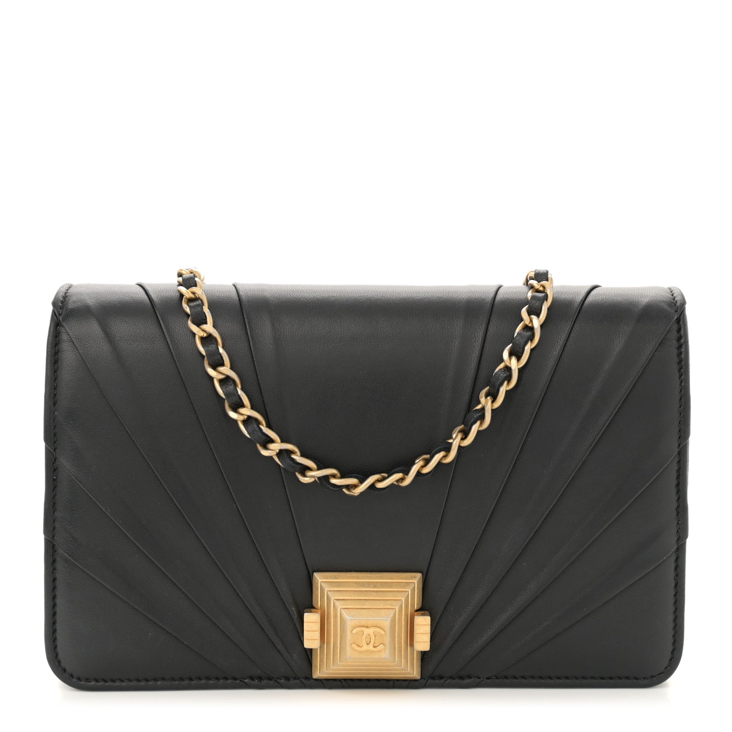 Lambskin Pyramid Wallet On Chain WOC Black