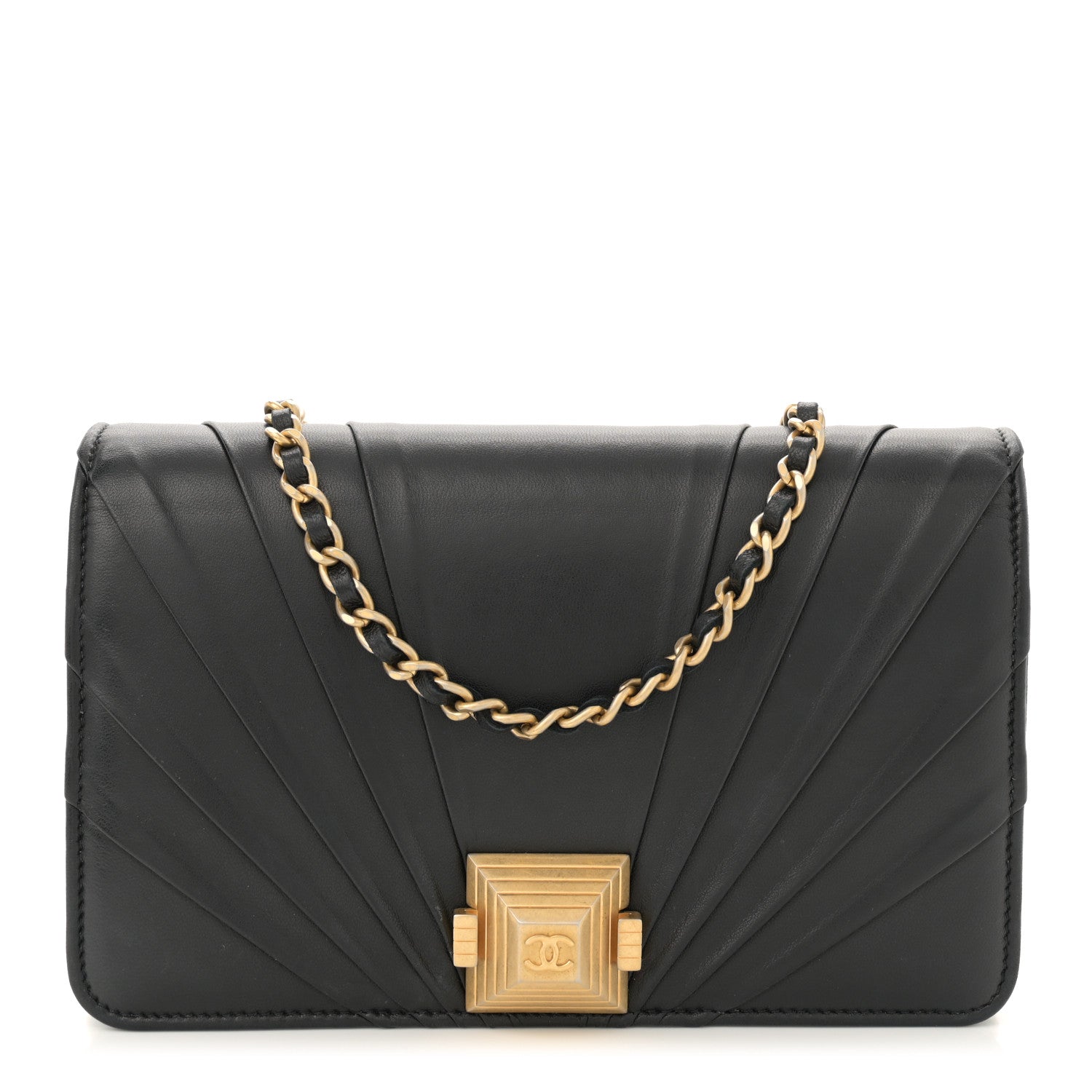Chanel Lambskin Pyramid Wallet On Chain WOC Black 1 of 12