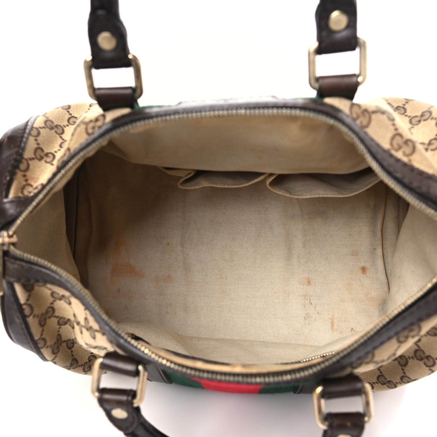 Monogram Selleria Calfskin Vintage Web Medium Boston Beige Ebony Cocoa