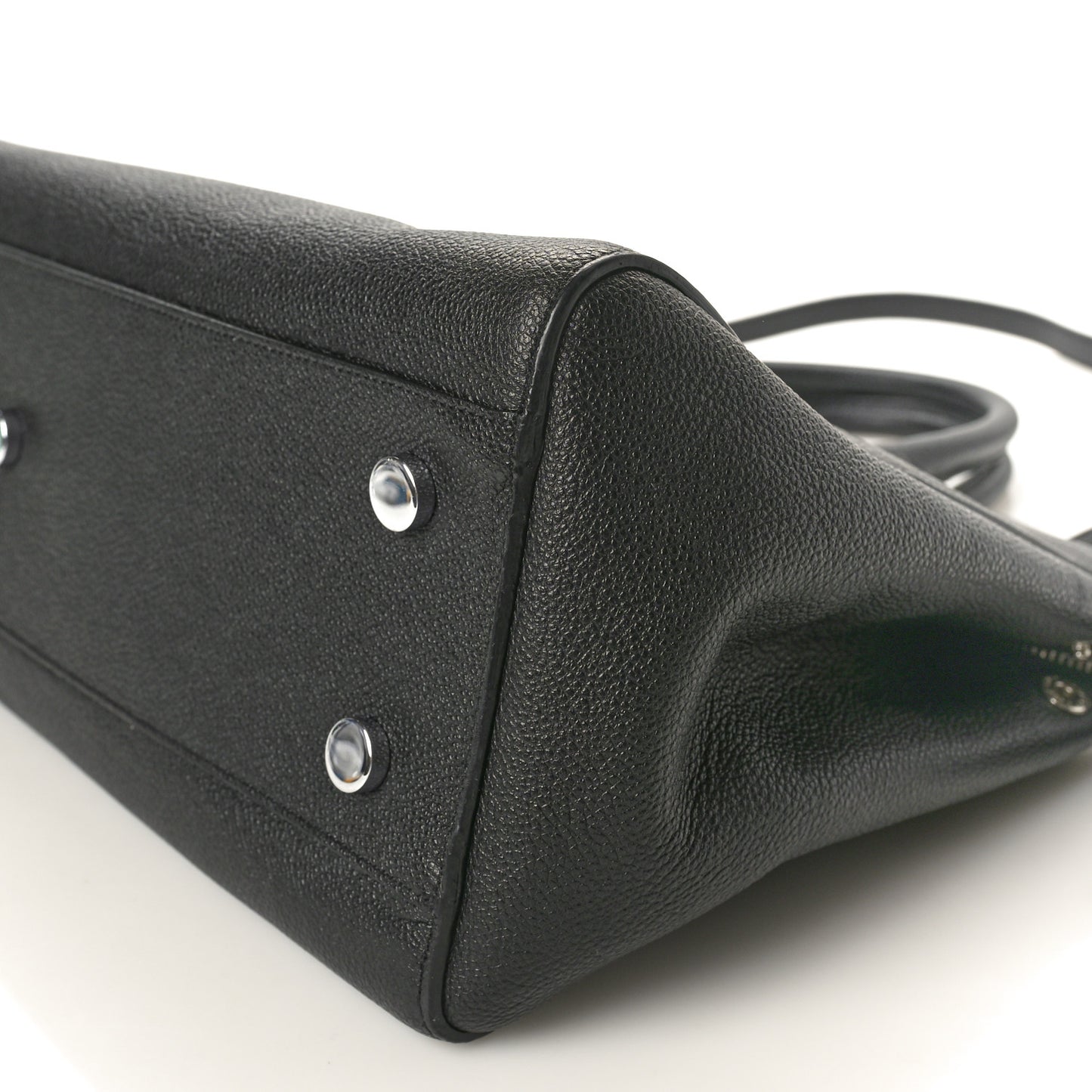 Grained Calfskin Small Cabas Rive Gauche Black