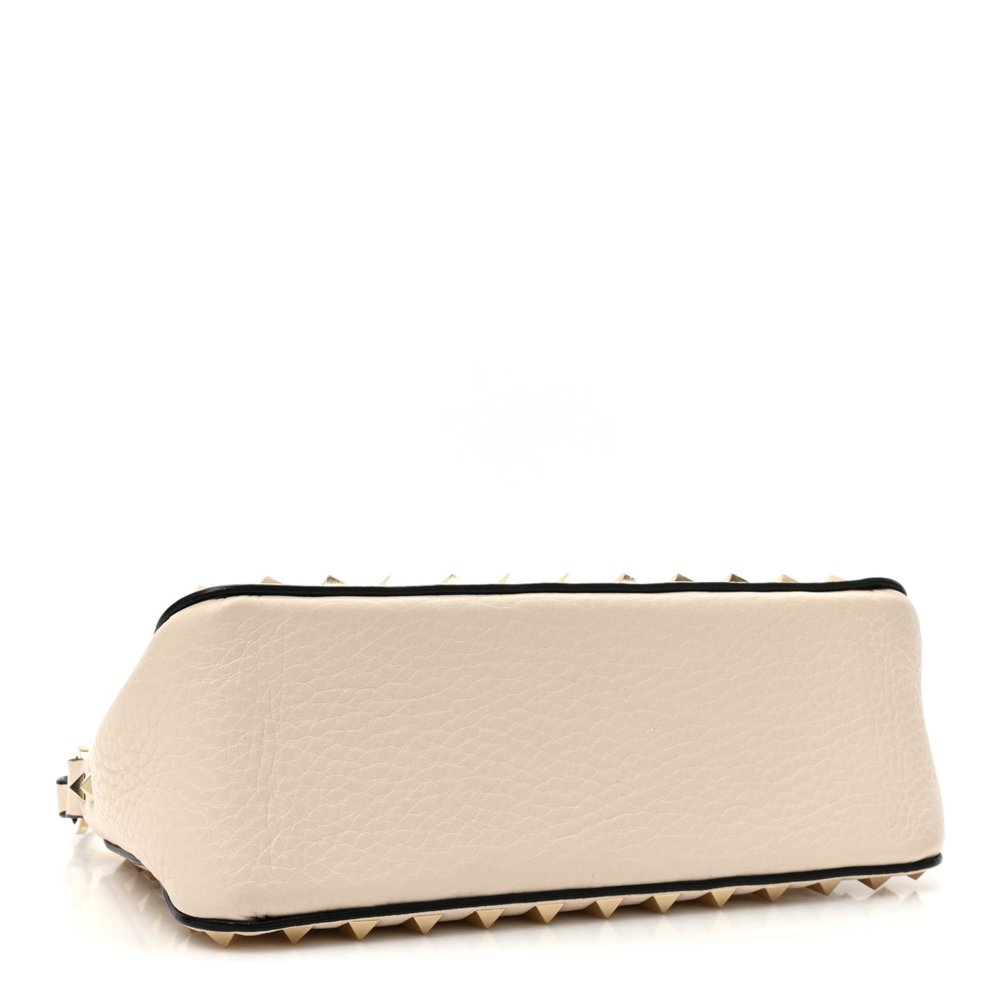 Pebbled Calfskin Small Rockstud Flip Lock Shoulder Bag Light Ivory