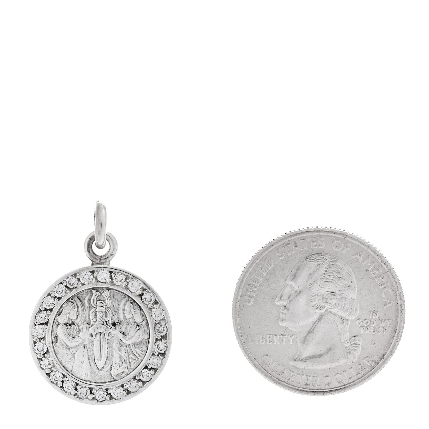 Sterling Silver Diamond Angel Dagger Charm Pendant