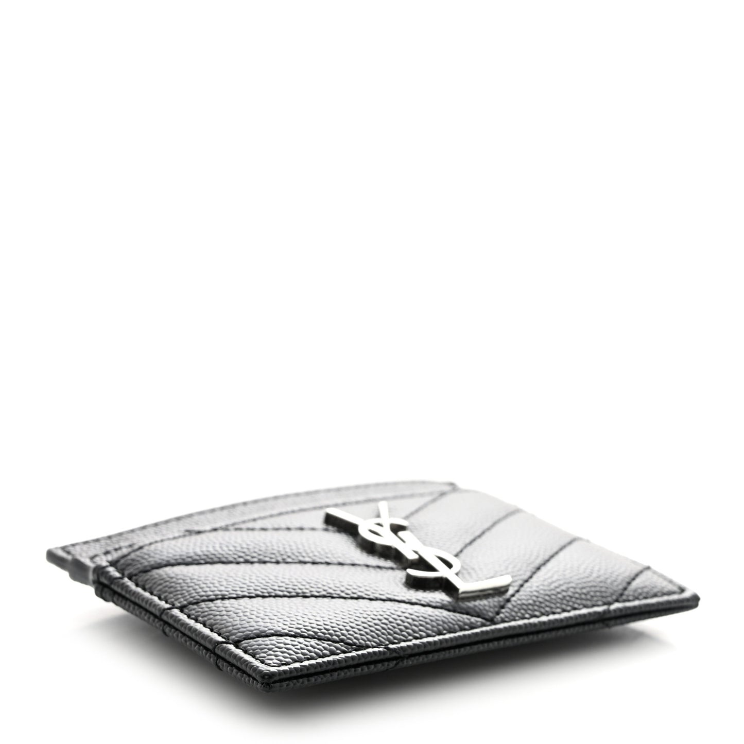 Grain De Poudre Matelasse Chevron Monogram Credit Card Case Black