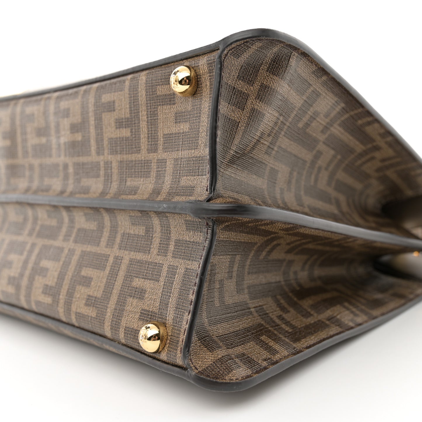 Glazed Fabric Vitello FF 1974 Hairdo Girls Inlay Medium Peekaboo Iconic Satchel Mogano Panna Multicolor