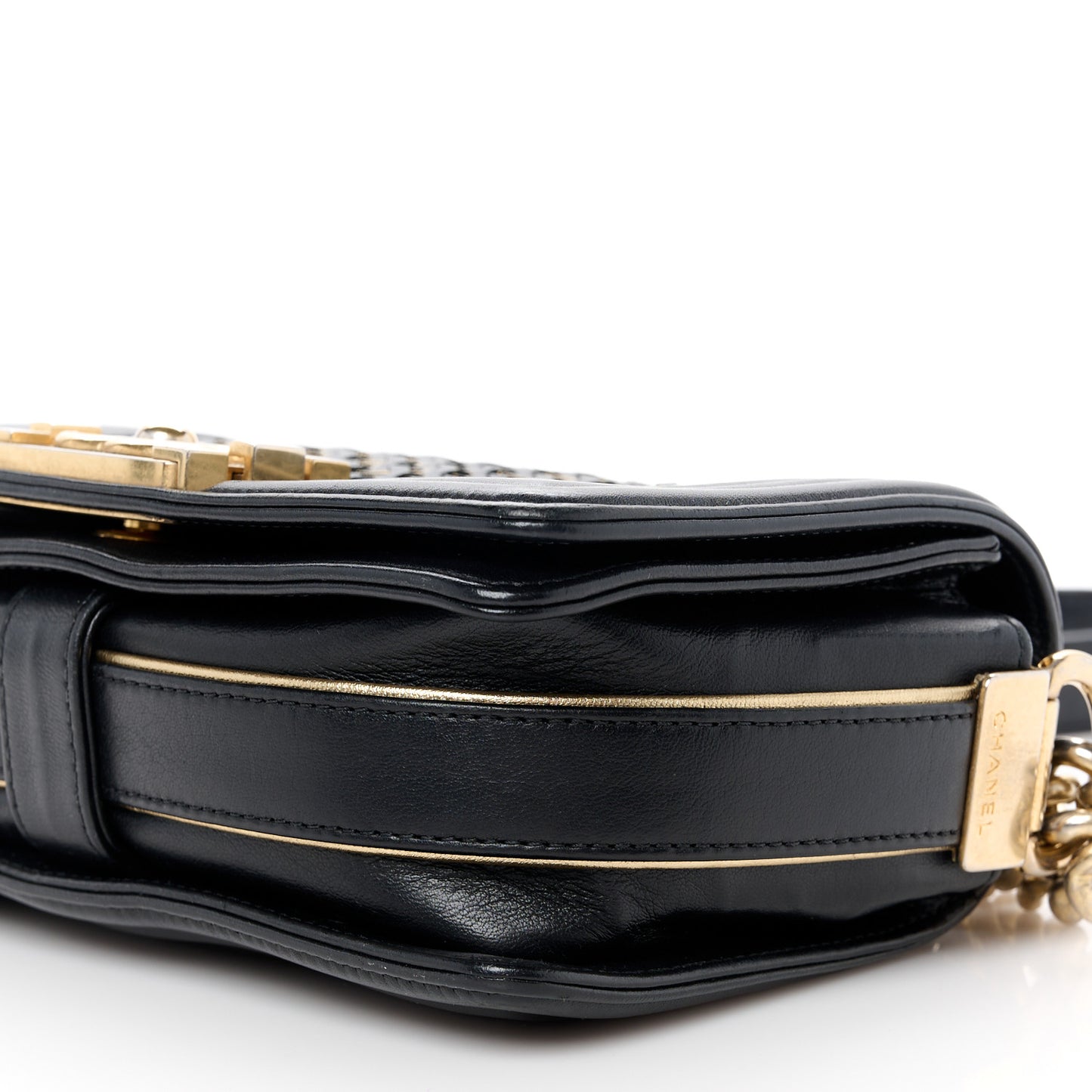 Sheepskin Braided Small Boy Reverso Flap Black