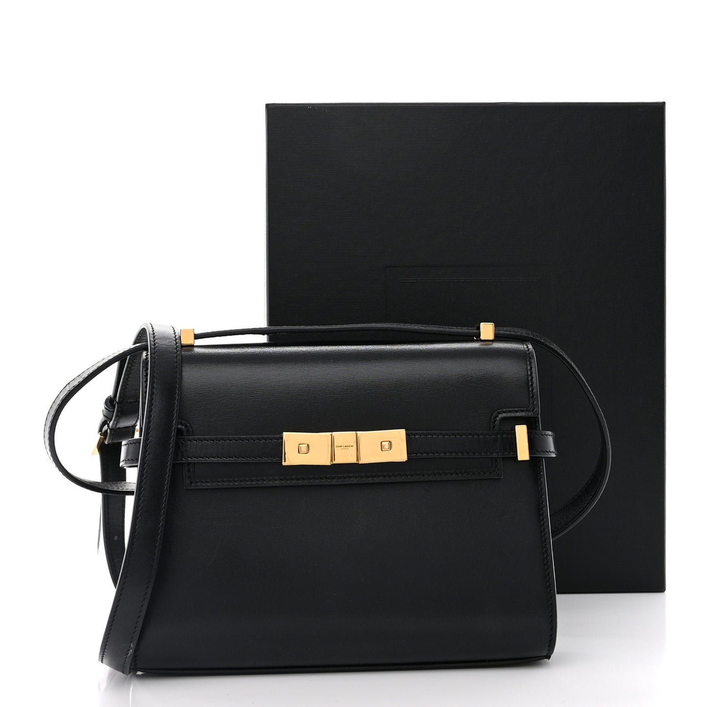 Smooth Calfskin Mini Manhattan Shoulder Bag Black