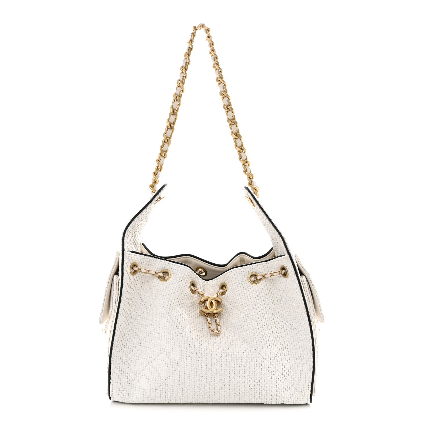 Chanel Braided Raffia Calfskin Quilted Small Chanel 25 Handbag