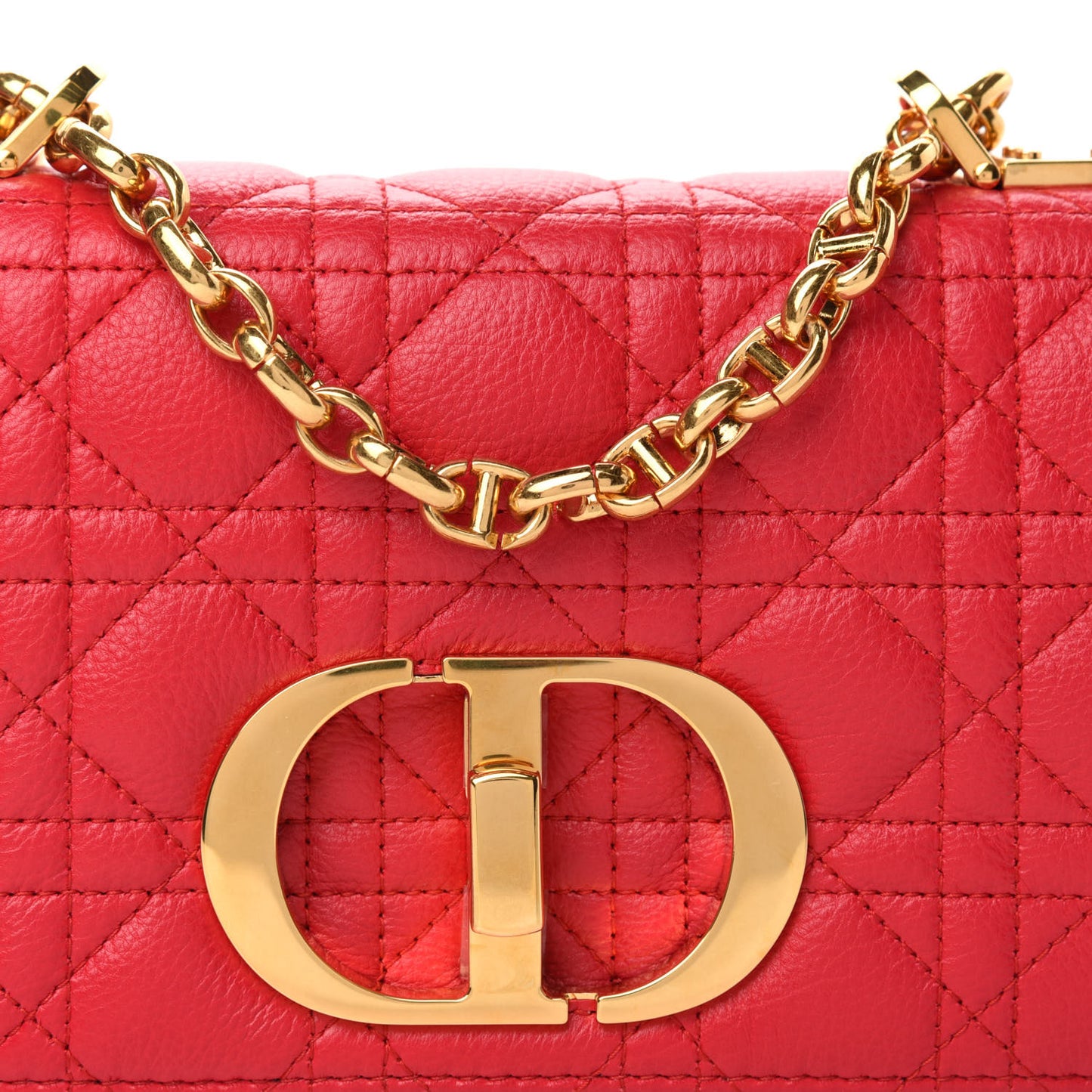 Calfskin Cannage Small Caro Bag Raspberry