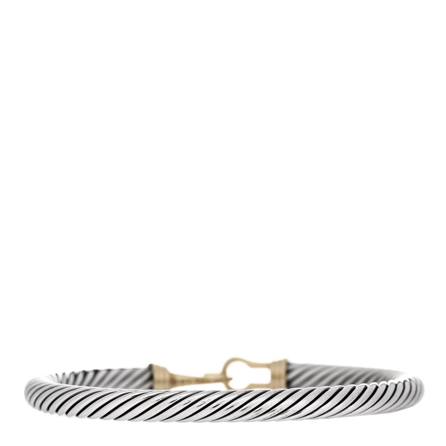Sterling Silver 14K Yellow Gold 5mm Cable Classic Buckle Bracelet