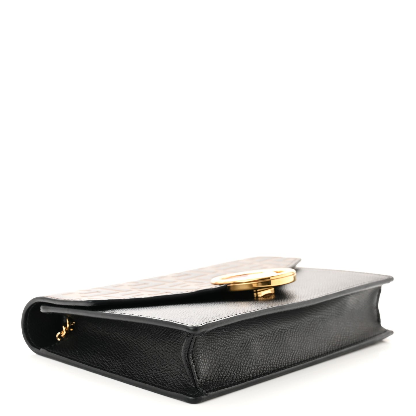 Vitello Cruise F is Fendi Bi-Color FF 1974 Embossed Medium Envelope Wallet On Chain Black Maya