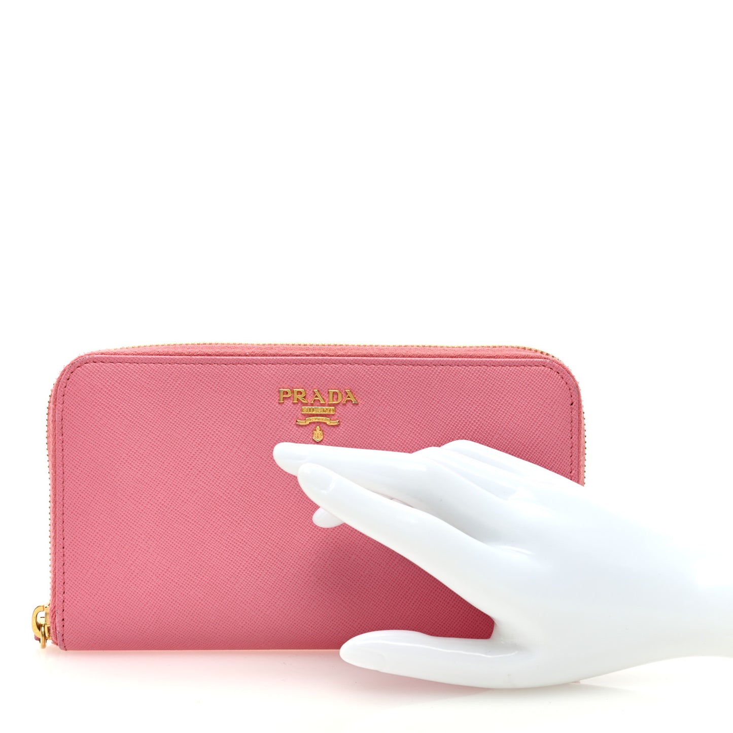 Saffiano Metal Zip Around Wallet Begonia