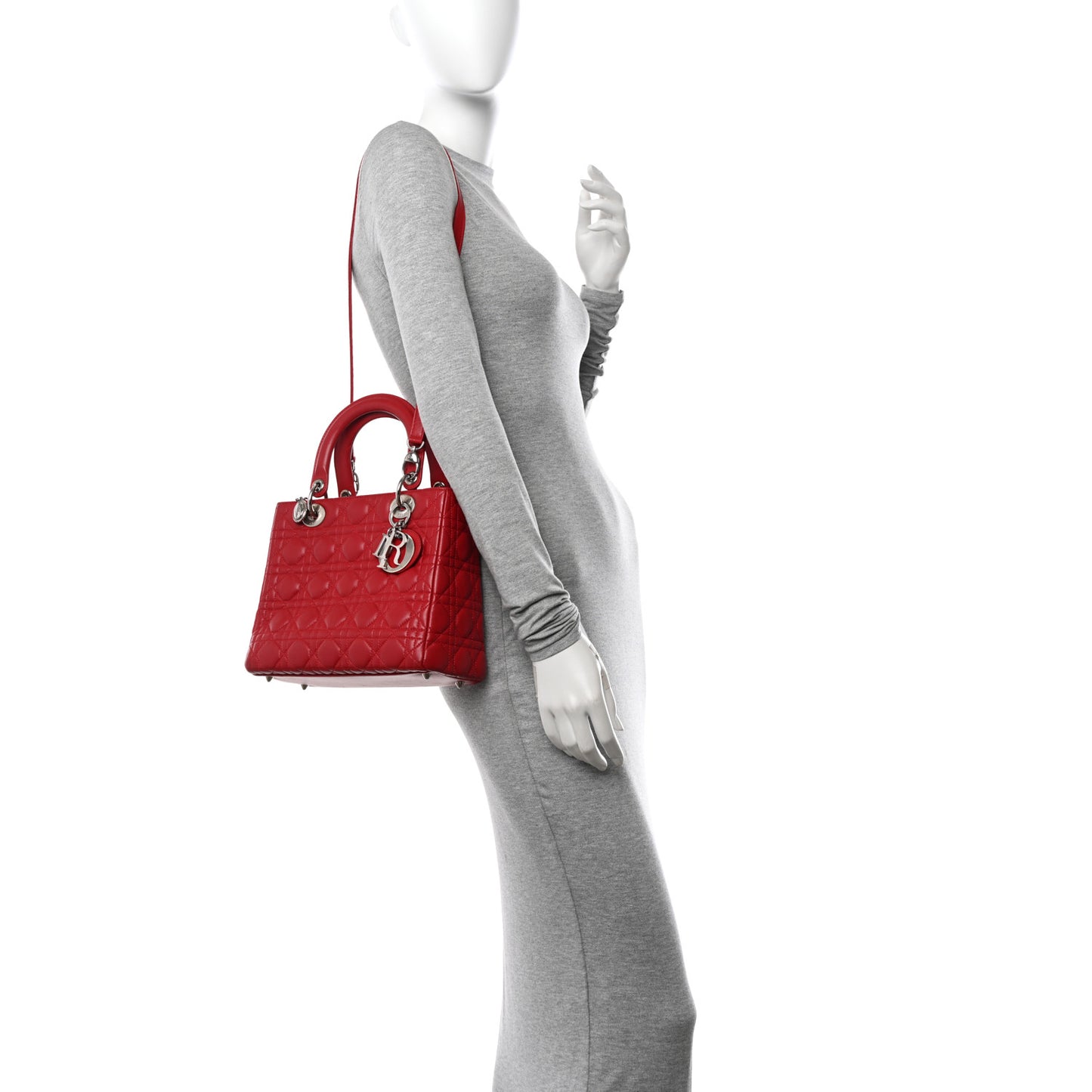 Lambskin Cannage Medium Lady Dior Red