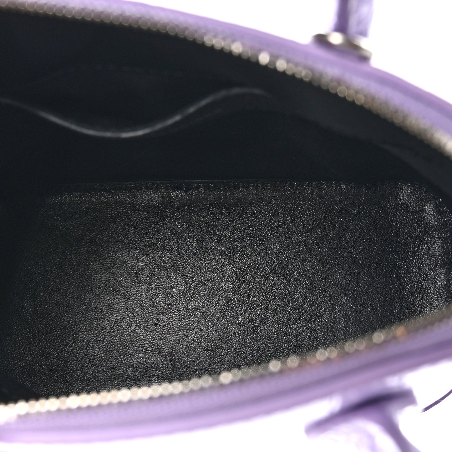 Shiny Calfskin Logo Crocodile Embossed XXS Ville Top Handle Bag Lilac White