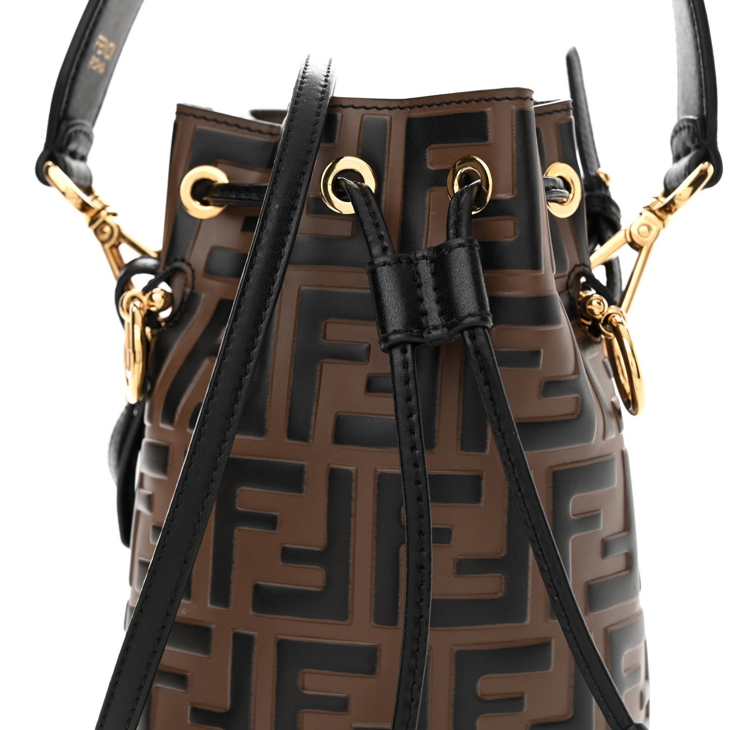Vitello Liberty F is Fendi Bi-Color FF 1974 Embossed Mini Mon Tresor Bucket Bag Maya Black