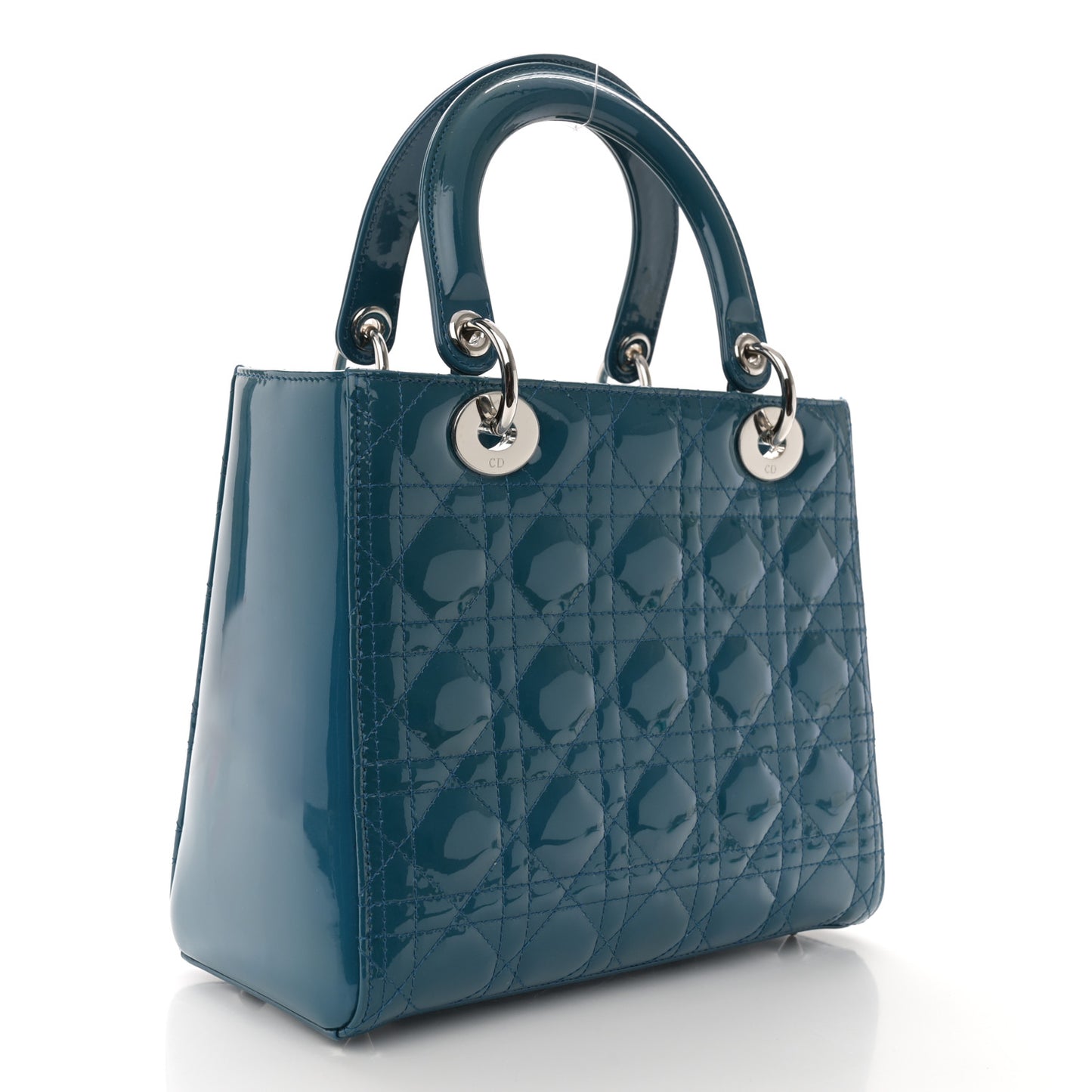 Patent Cannage Medium Lady Dior Blue