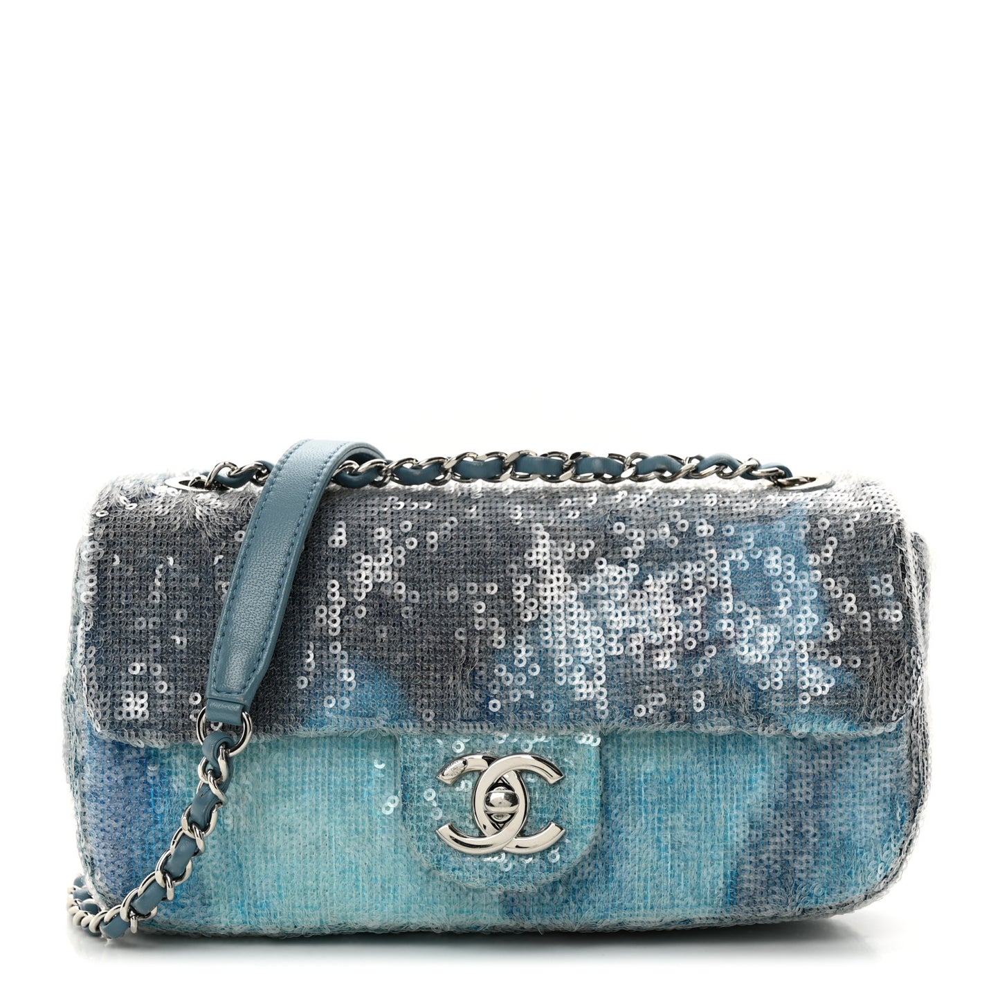 Sequin Mini Waterfall Flap Light Blue