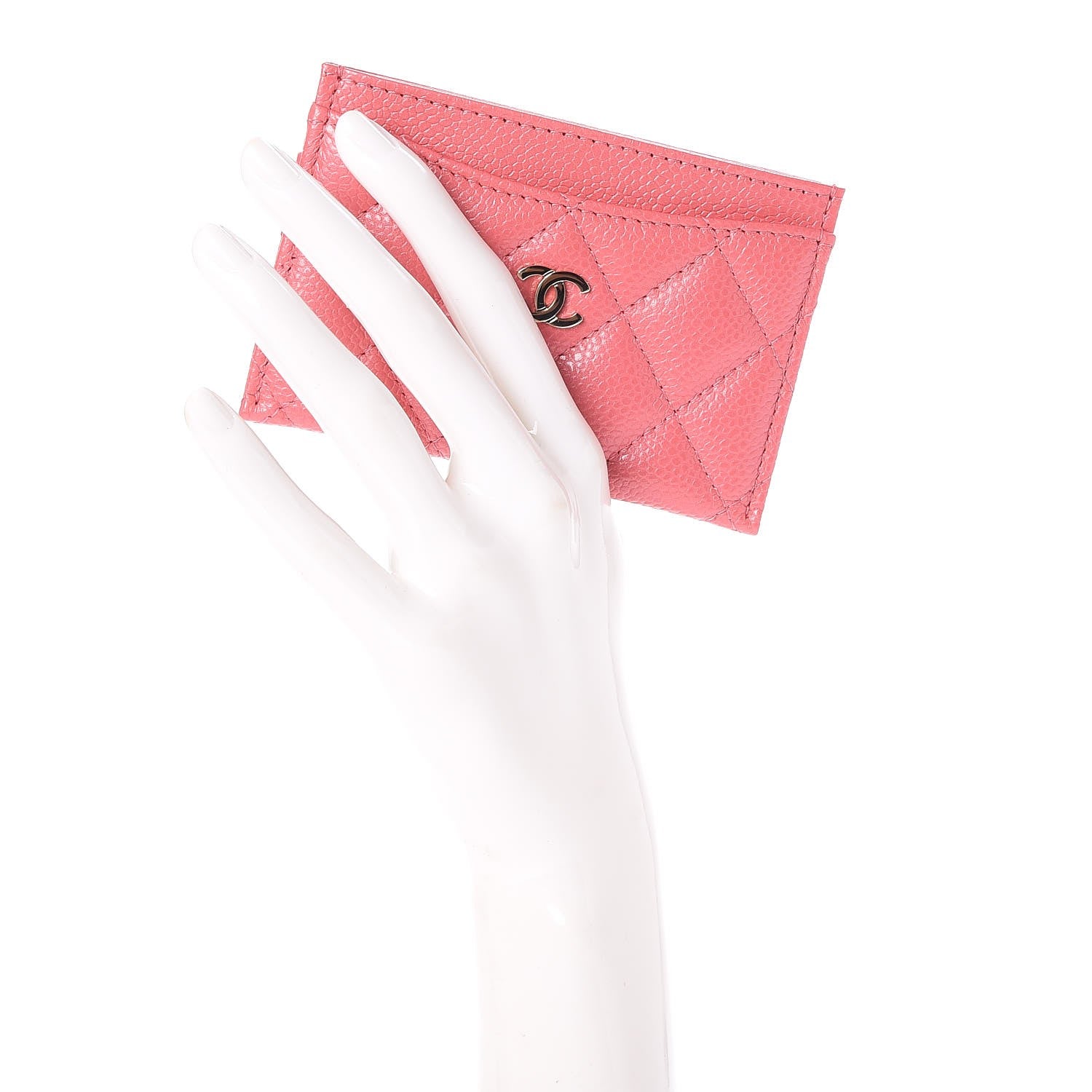 Chanel Caviar Quilted Card Holder Pink 2 of 9