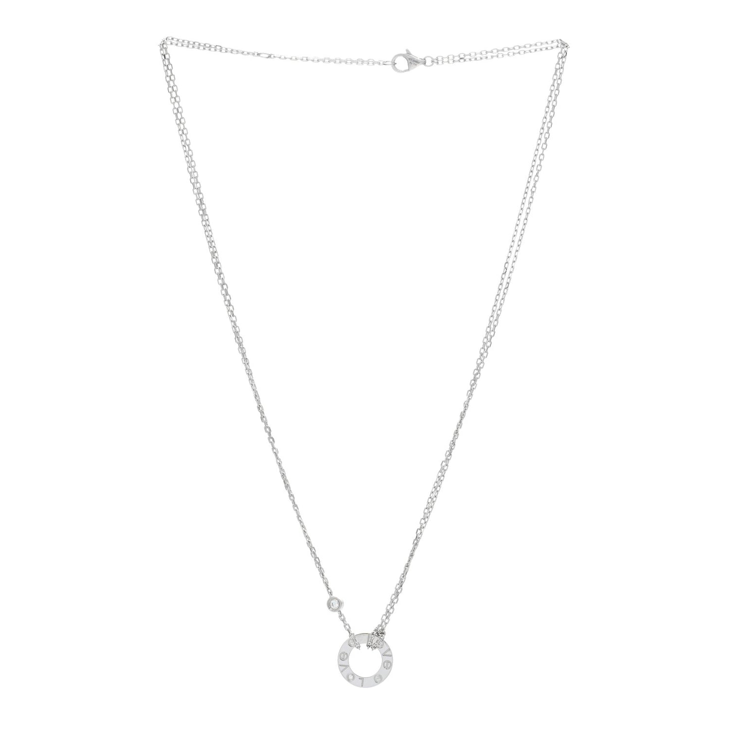 18K White Gold 2 Diamond LOVE Necklace