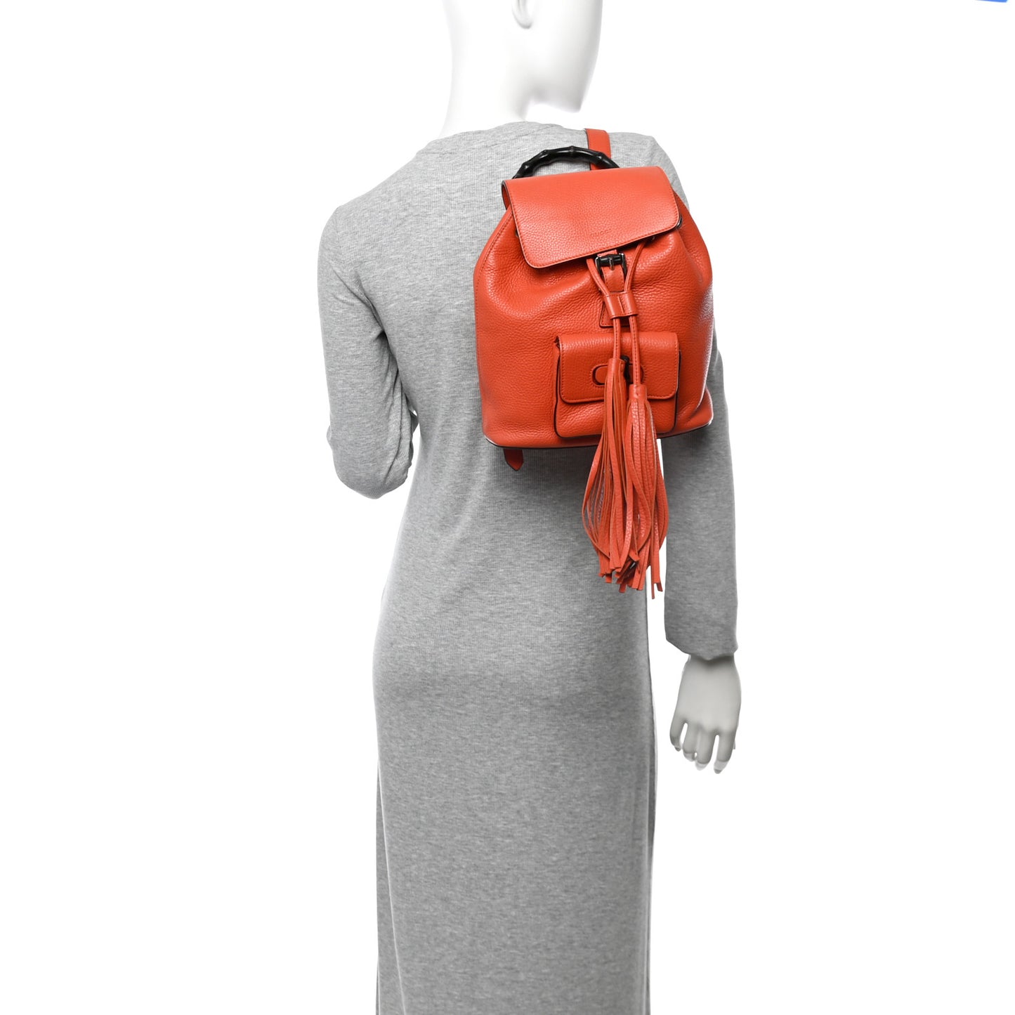 Calfskin Small Bamboo Backpack Orange