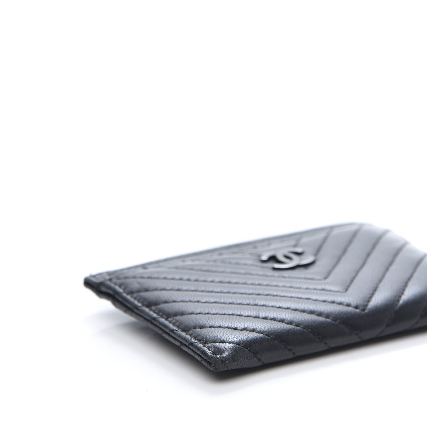Chanel Lambskin Chevron Quilted Card Holder So Black 6 of 10