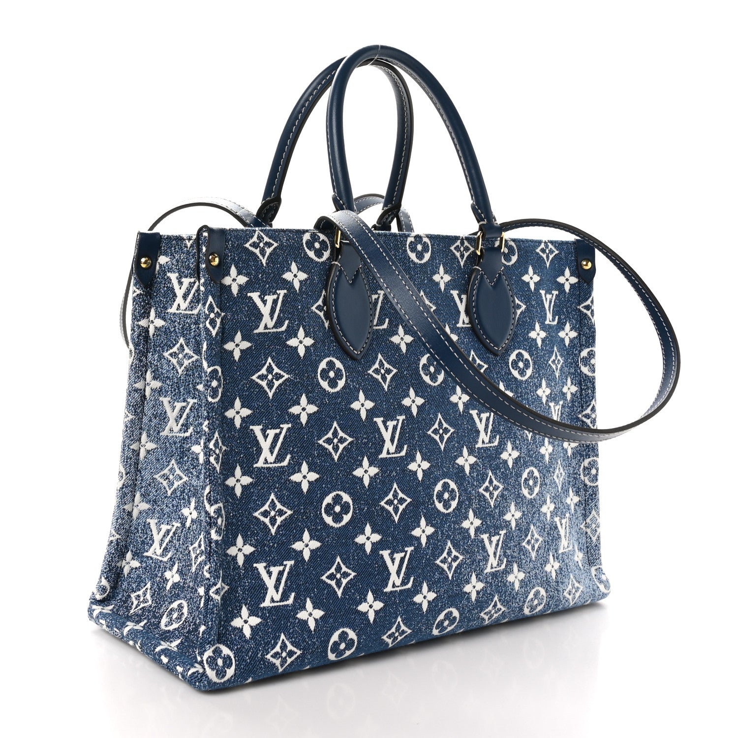 Louis Vuitton Monogram Jacquard Denim Onthego MM Bleu 3 of 9