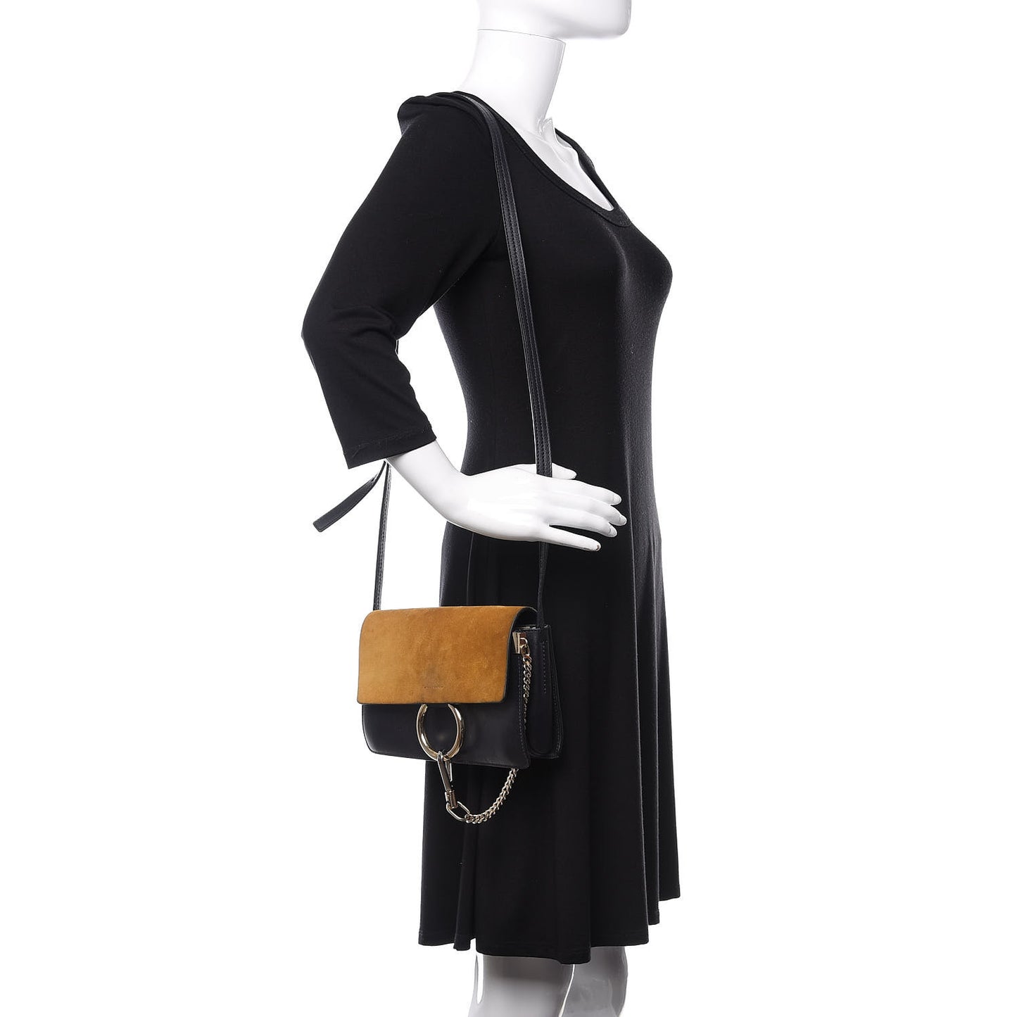 Suede Calfskin Small Faye Shoulder Bag Full Blue Mustard