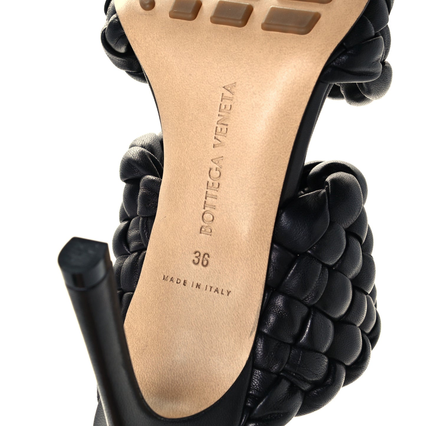 Nappa Twisted Padded Intrecciato Curve Slide Sandals 36 Black