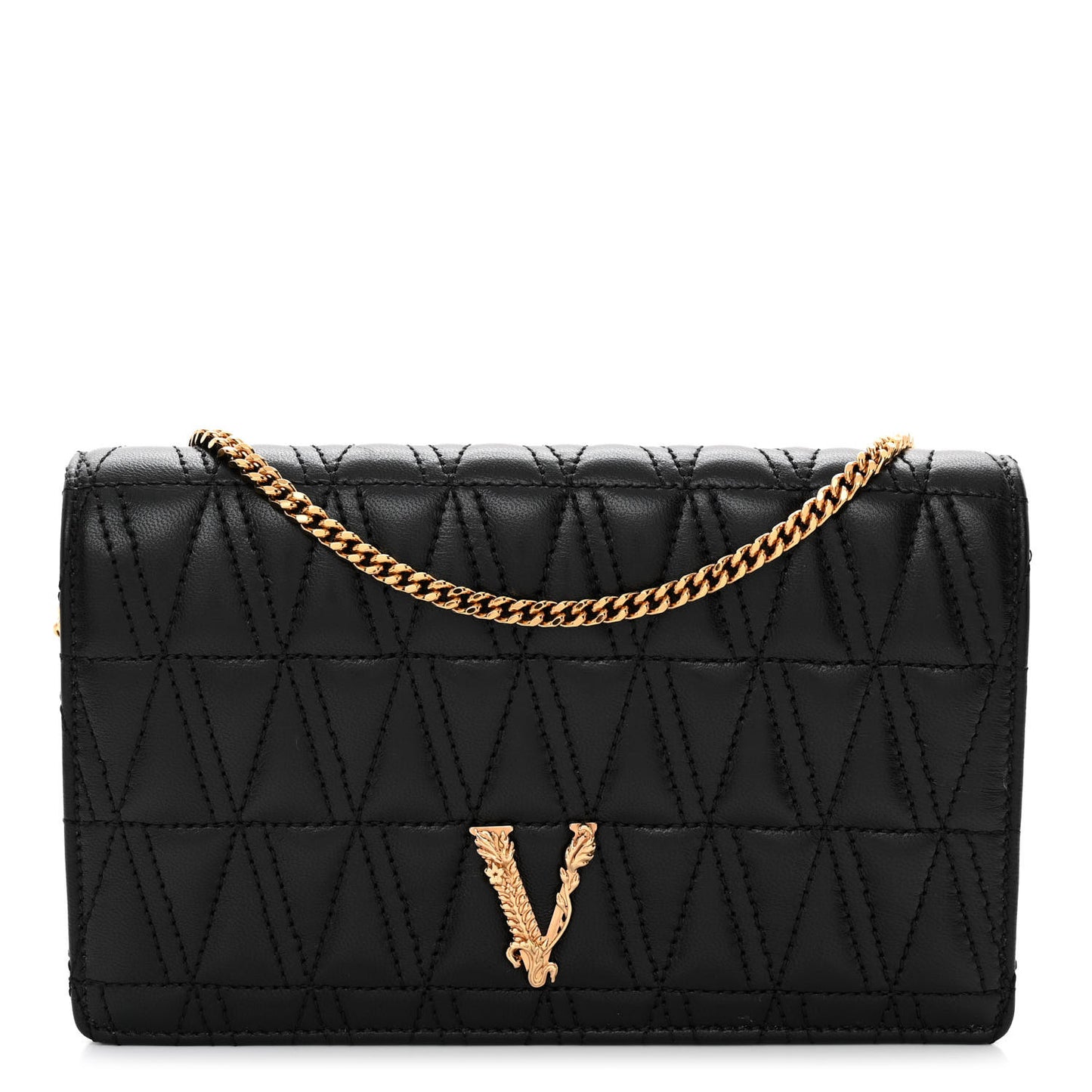 Nappa Quilted Virtus Clutch Bag Black