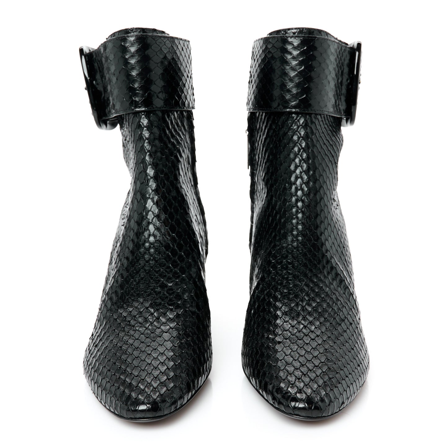 Shiny Snakeskin Joplin Buckle Booties 37.5 Black