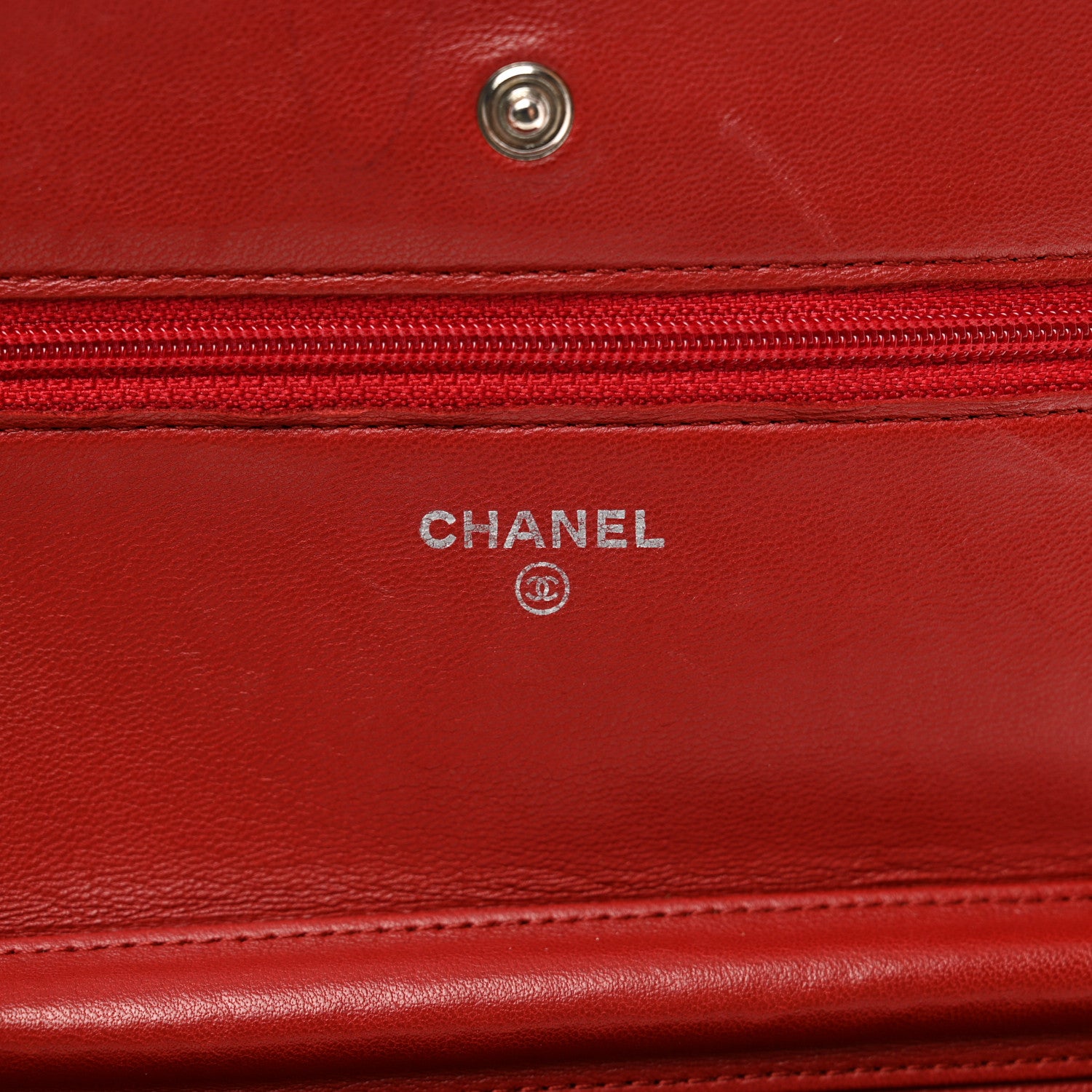 Chanel Lambskin Quilted Wallet On Chain WOC Red 7 of 12