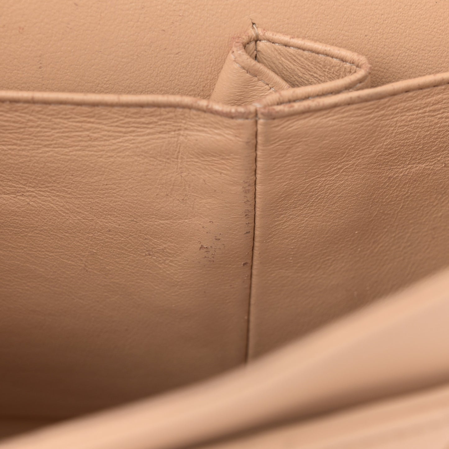 Lambskin Quilted Jumbo Double Flap Beige