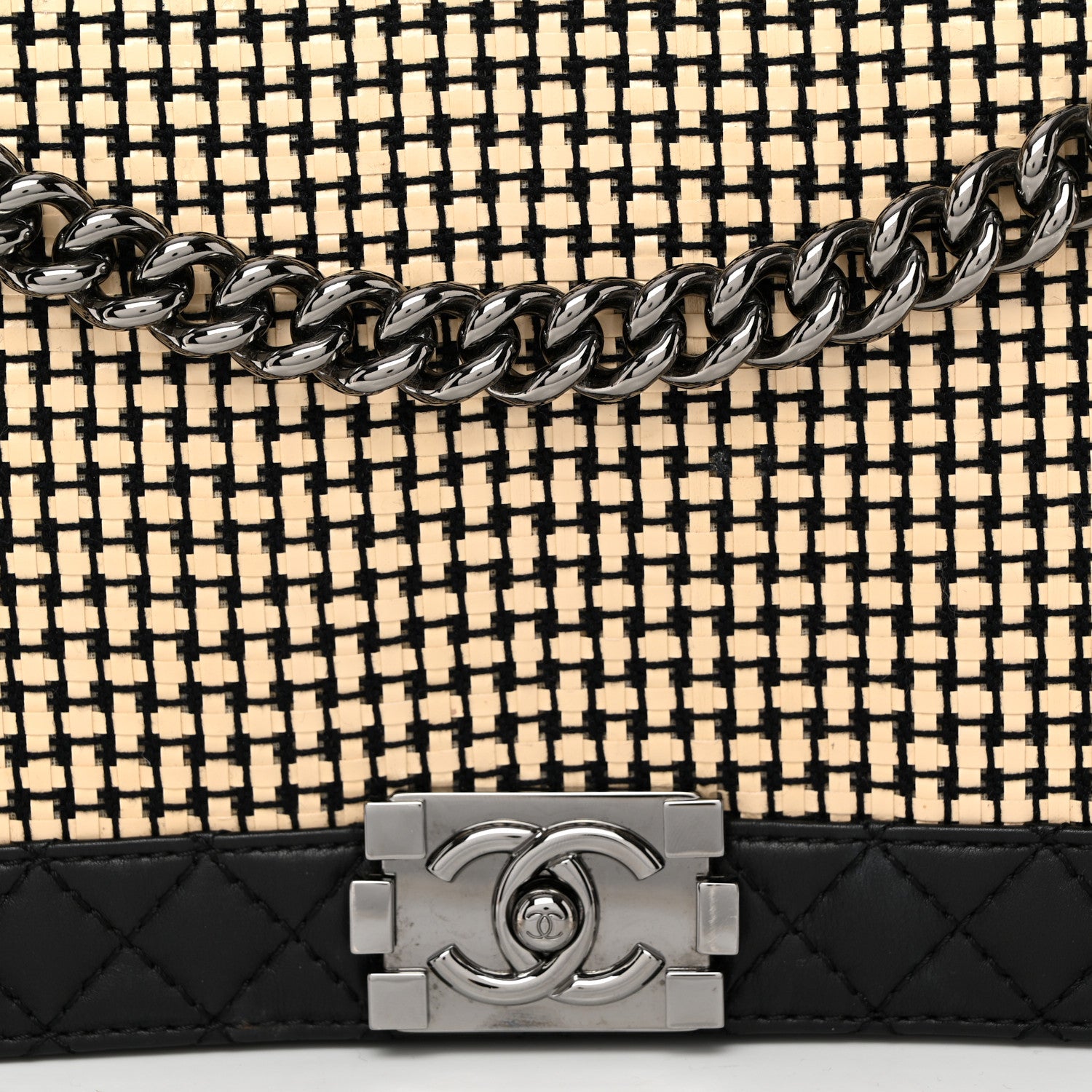 Chanel Calfskin Woven Medium Boy Reverso Flap Black 8 of 11