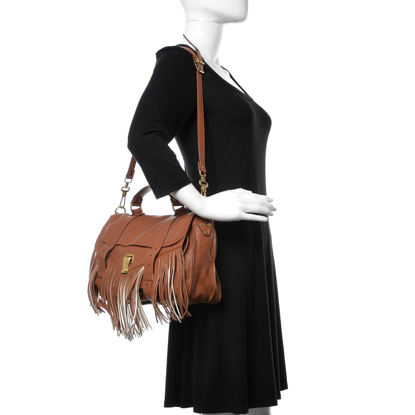 Lambskin Fringe Medium PS1 Satchel Saddle