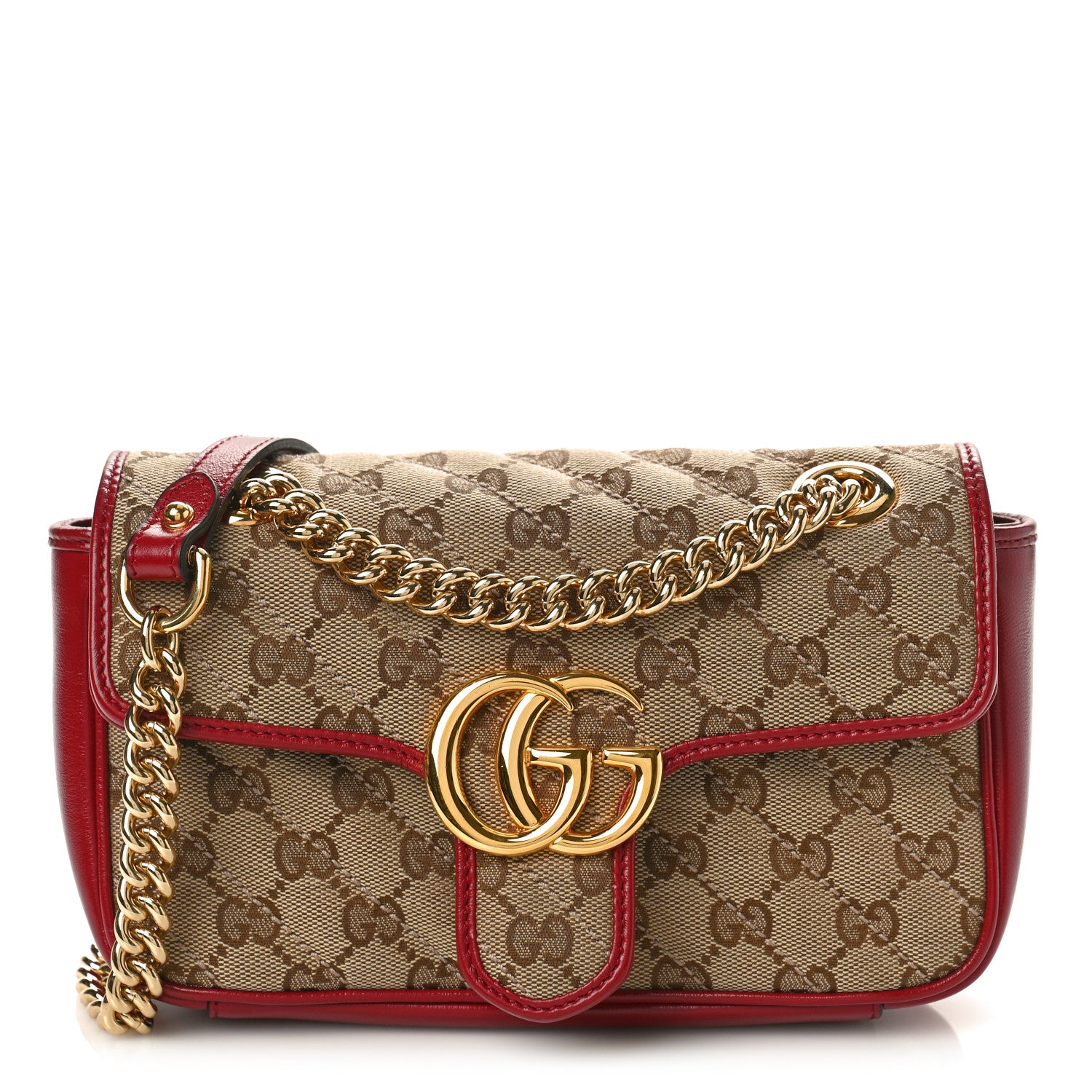 Gucci Monogram Azalea Calfskin Matelasse Diagonal Mini GG Marmont Shoulder Bag Beige Ebony New Cherry Red 1 of 10
