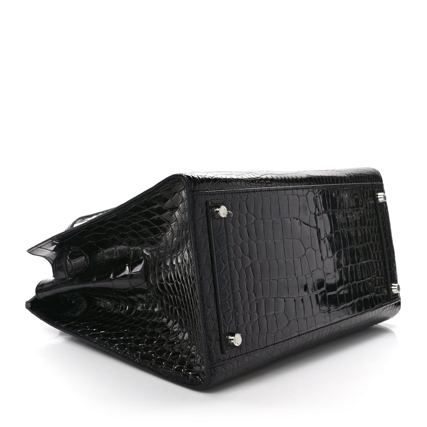 Shiny Porosus Crocodile Birkin Sellier 35 Black