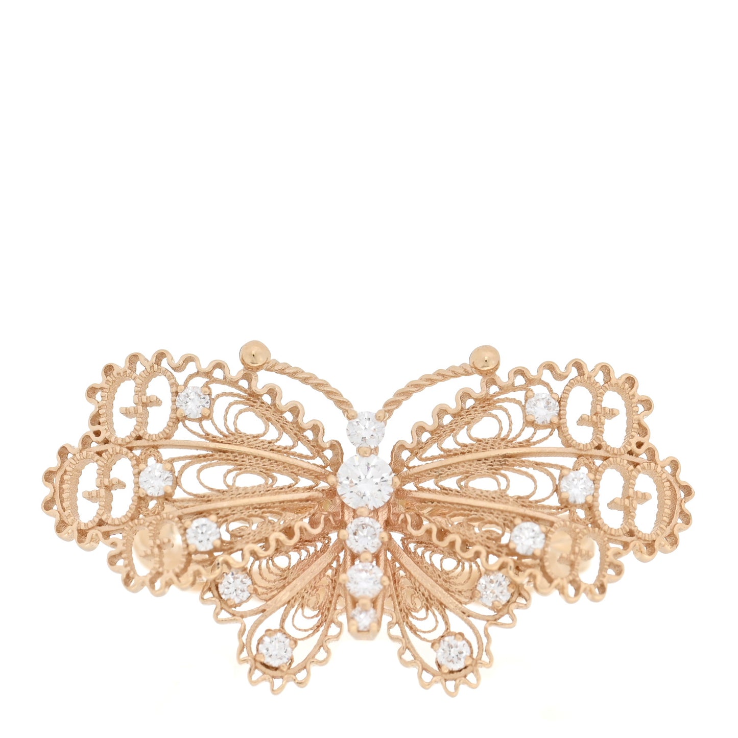18K Yellow Gold Diamond Butterfly Ring 53 6.25