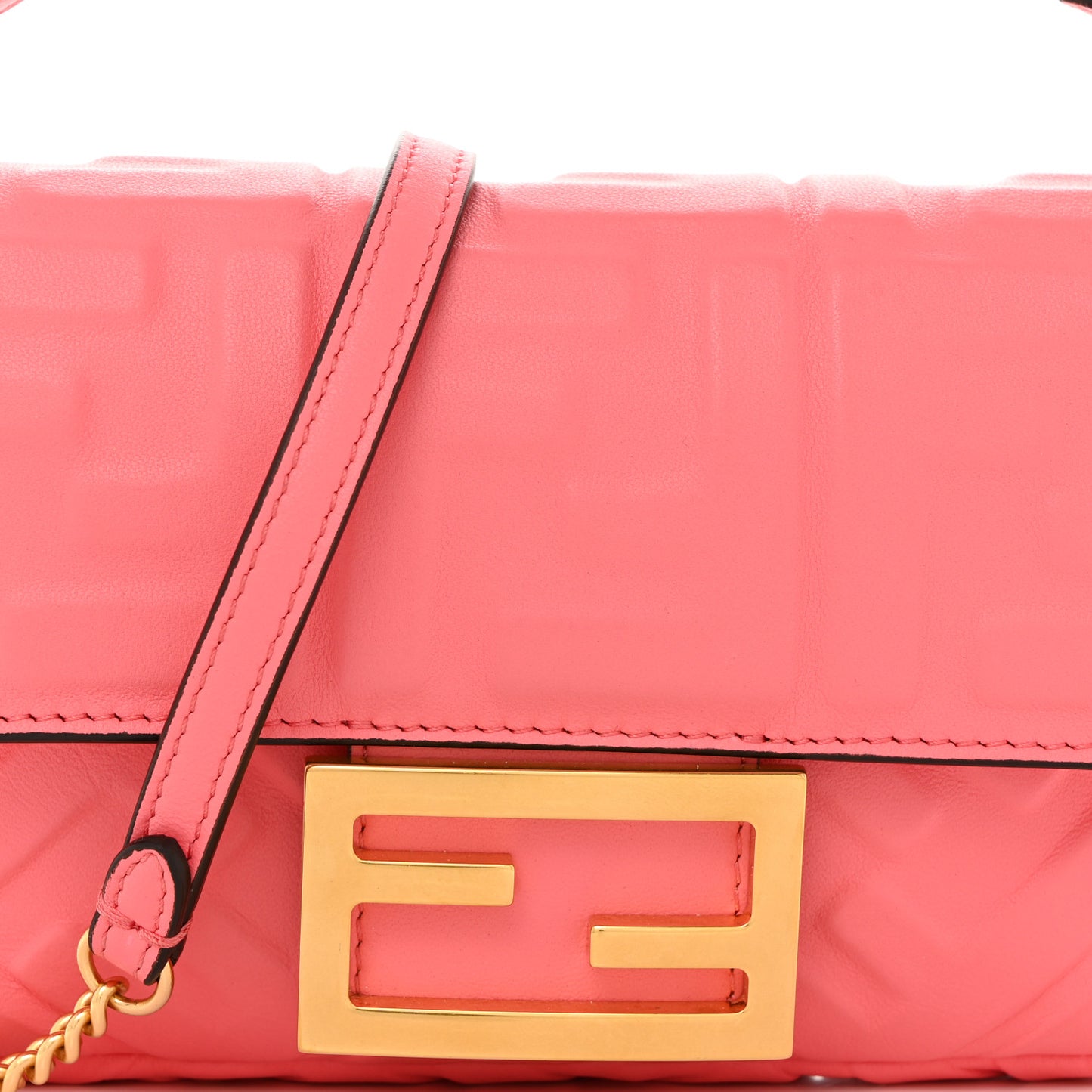 Nappa FF 1974 Embossed Mini Baguette Pink Dalia