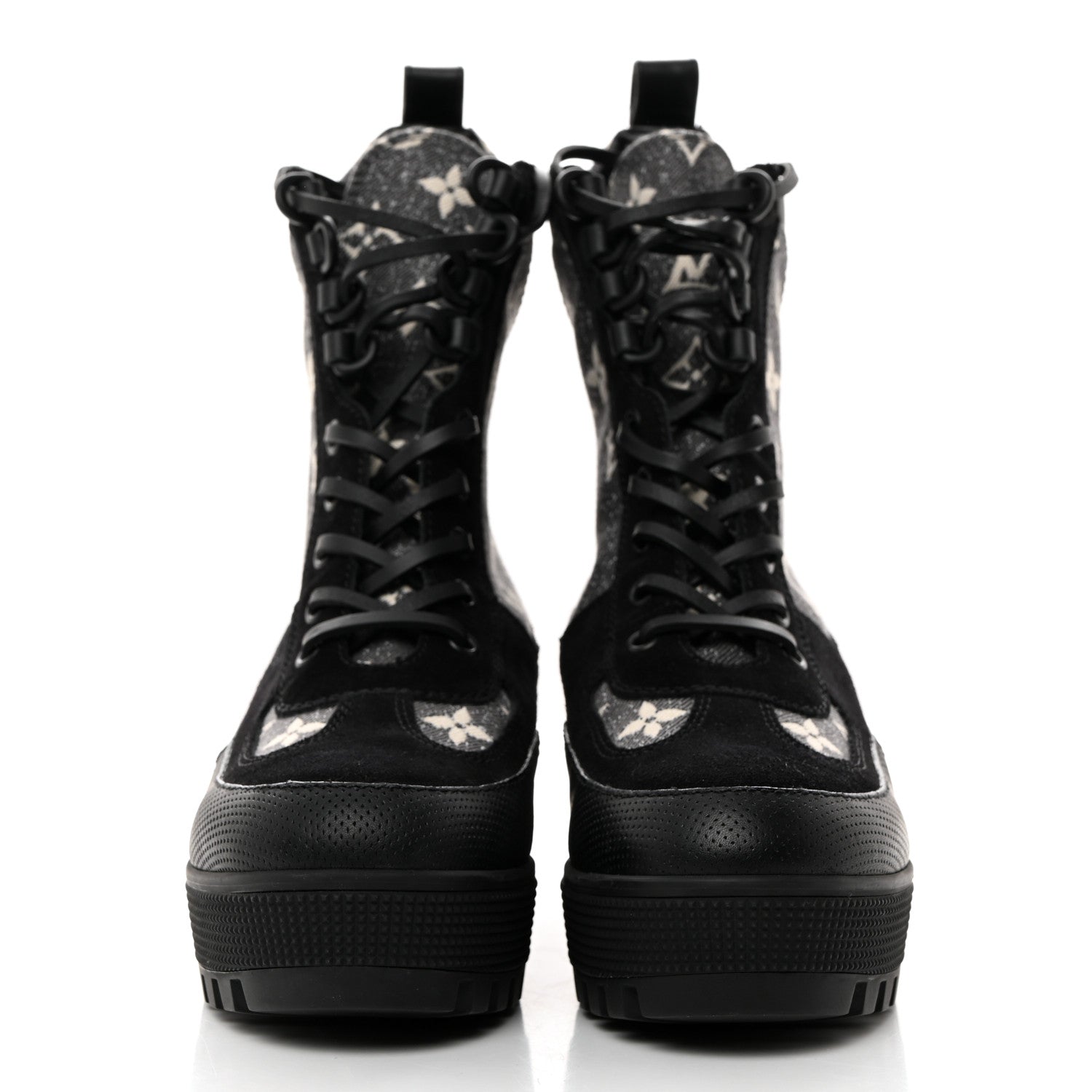 Louis Vuitton Calfskin Monogram Denim Laureate Platform Desert Boots 37 Grey 2 of 8