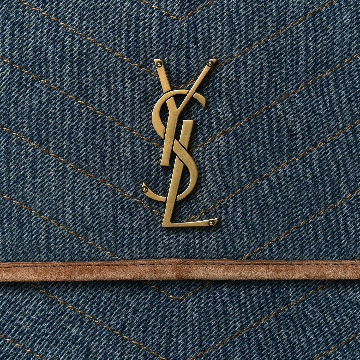 Saint Laurent Denim Suede Monogram Medium Niki Chain Satchel Blue Cinnamon 7 of 9