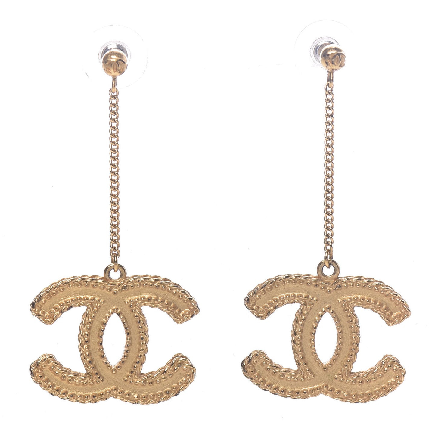 CC Drop Earrings Matte Gold