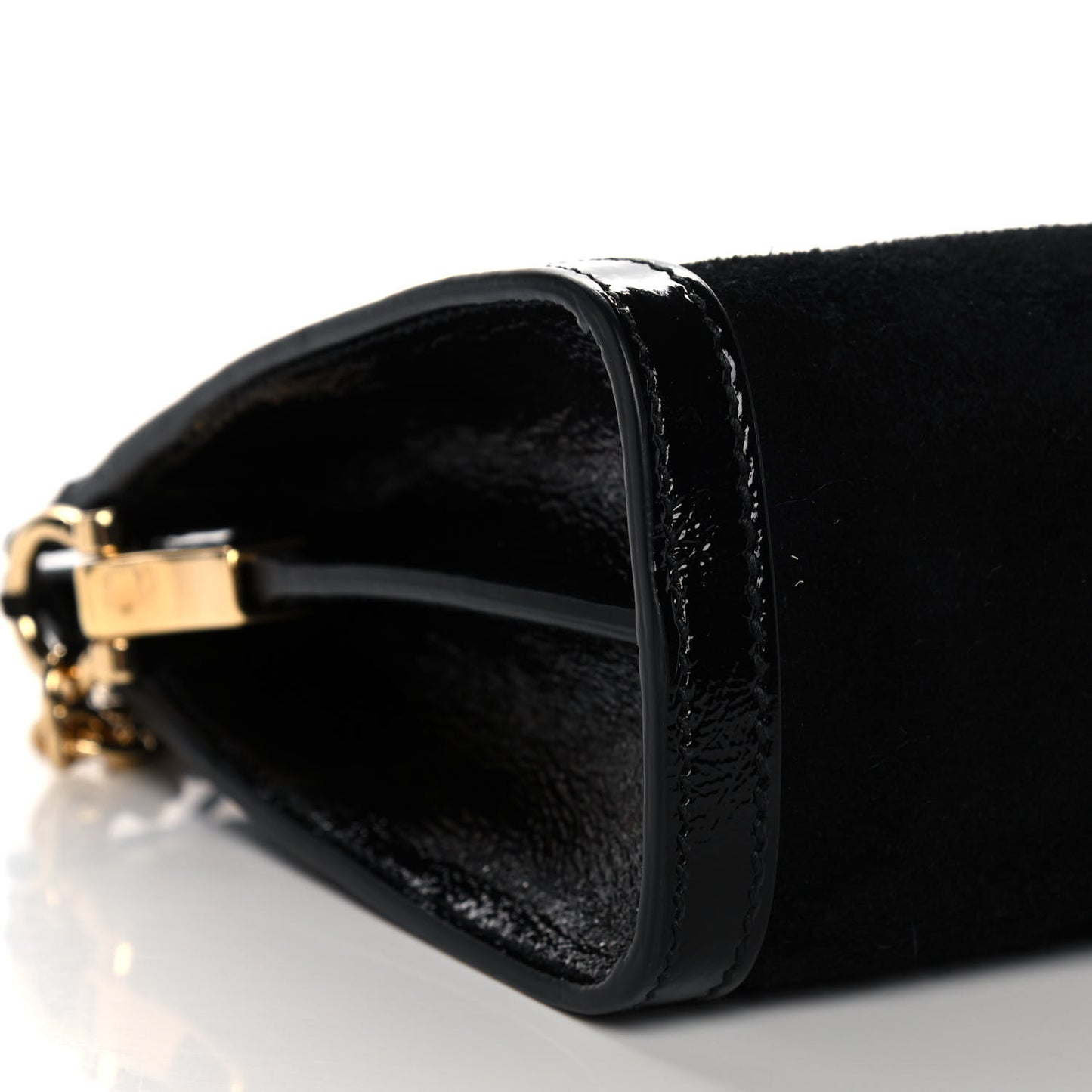 Suede Patent GG Web Small Ophidia Chain Shoulder Bag Black