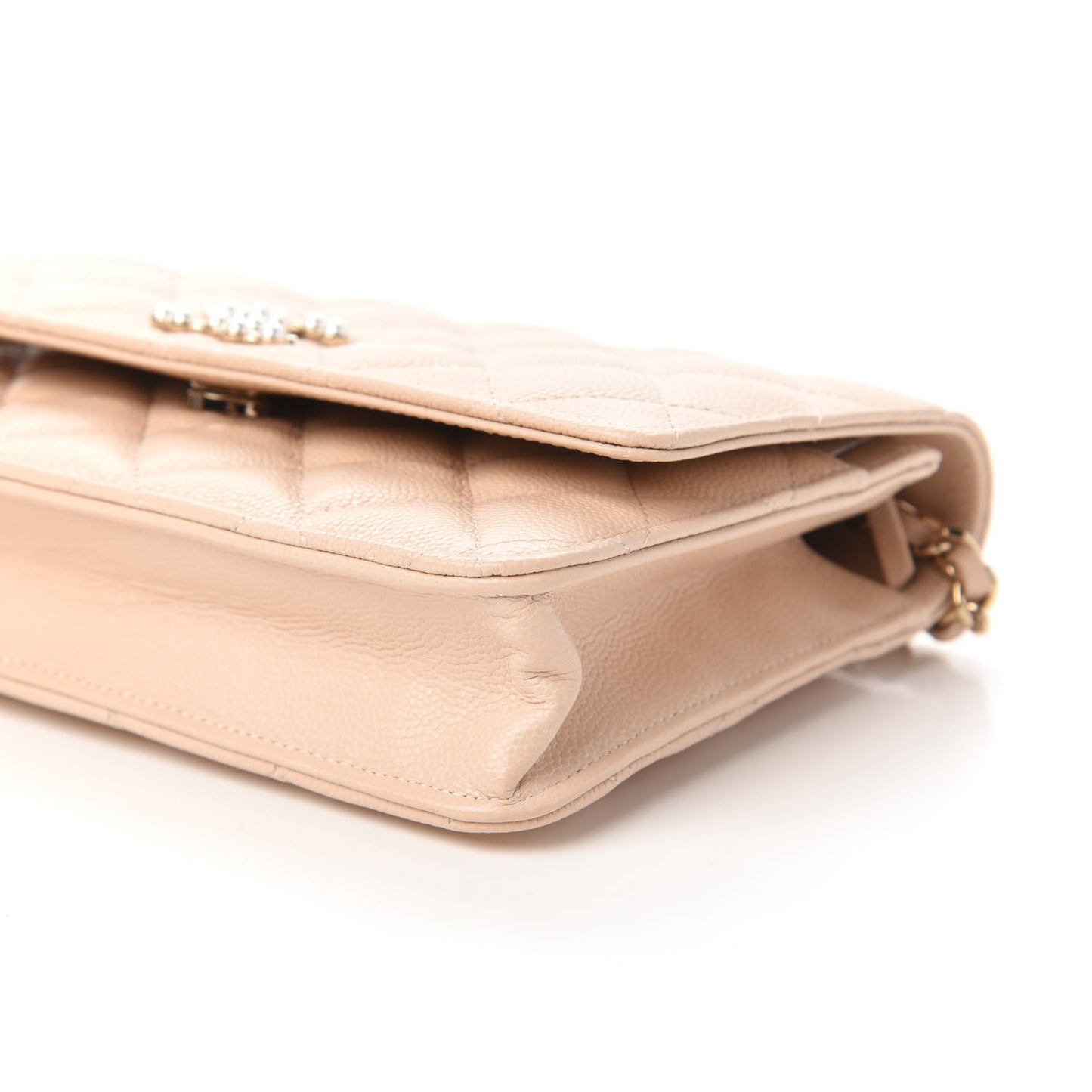 Caviar Quilted Coco Candy Wallet On Chain WOC Beige
