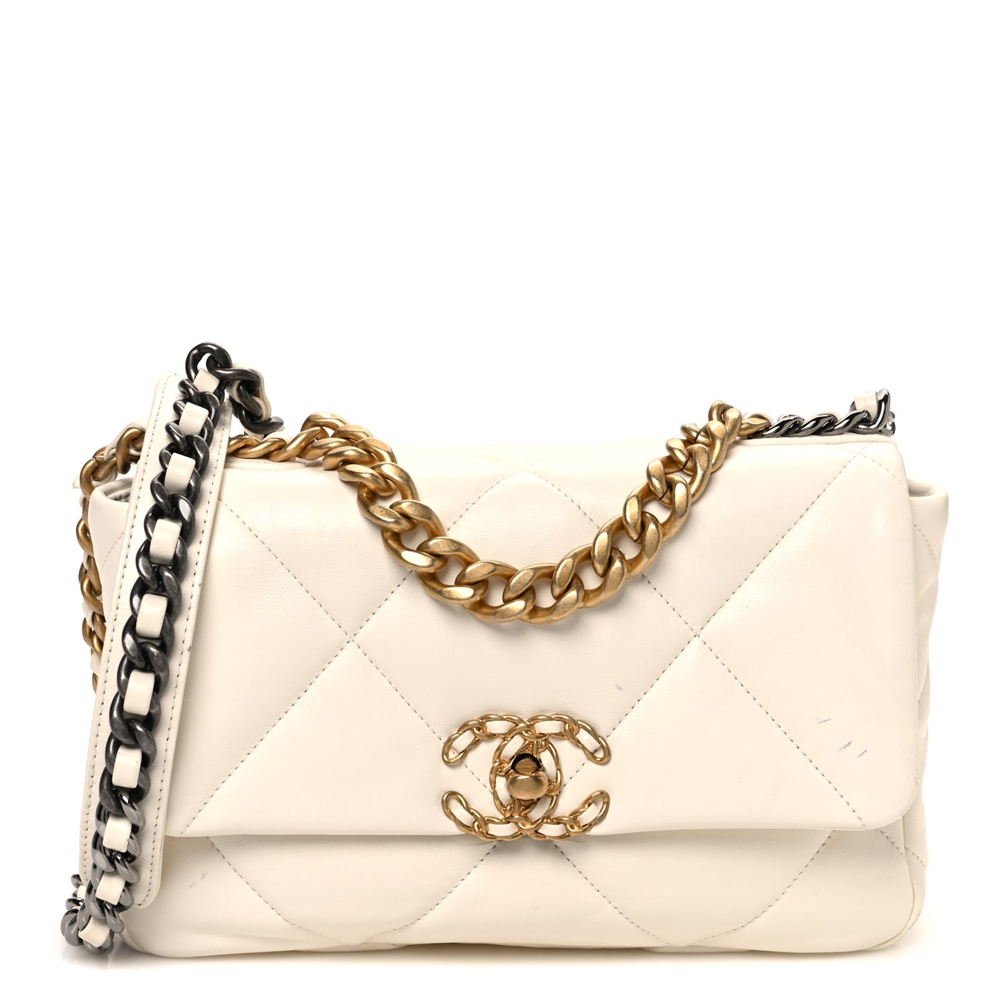 Lambskin Quilted Medium Chanel 19 Flap White