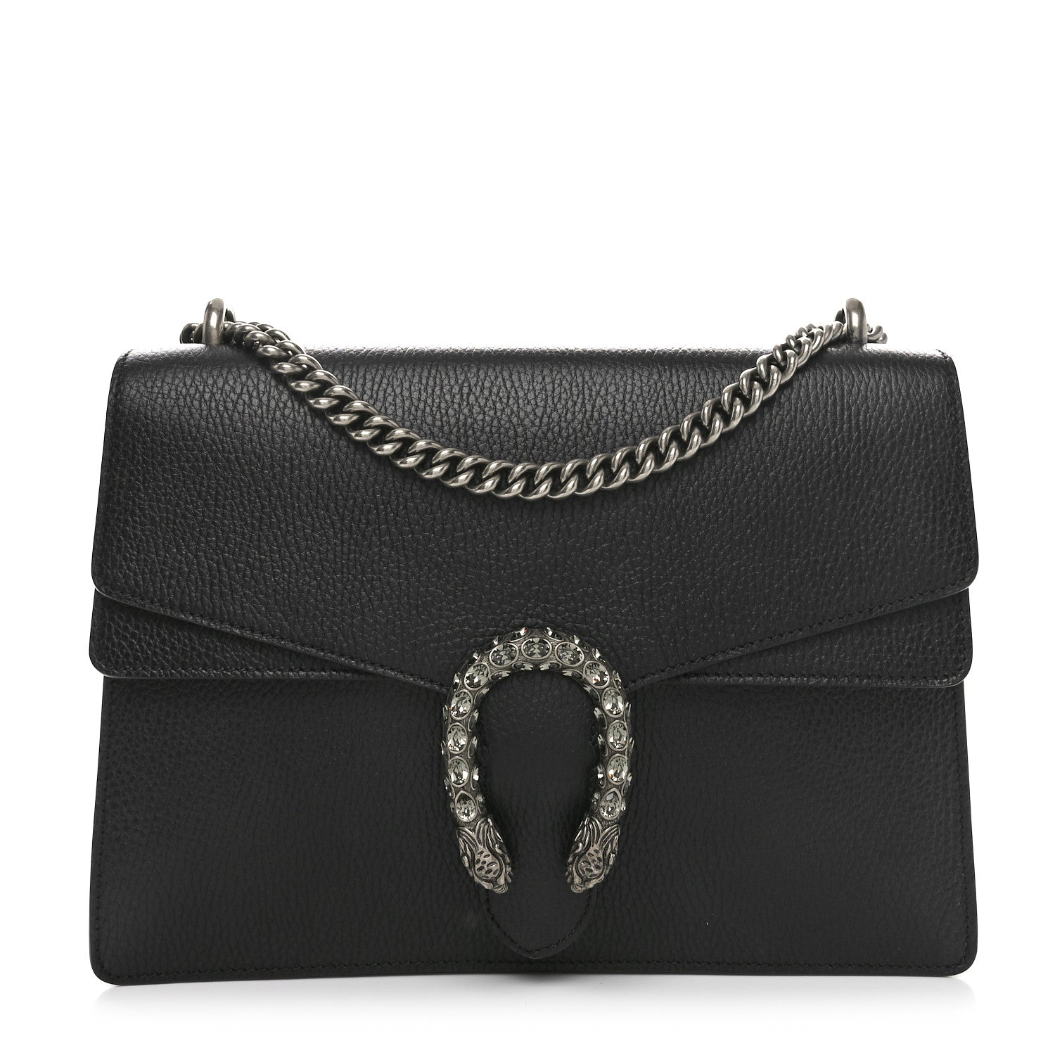Gucci Dollar Calfskin Crystal Medium Dionysus Shoulder Bag Black