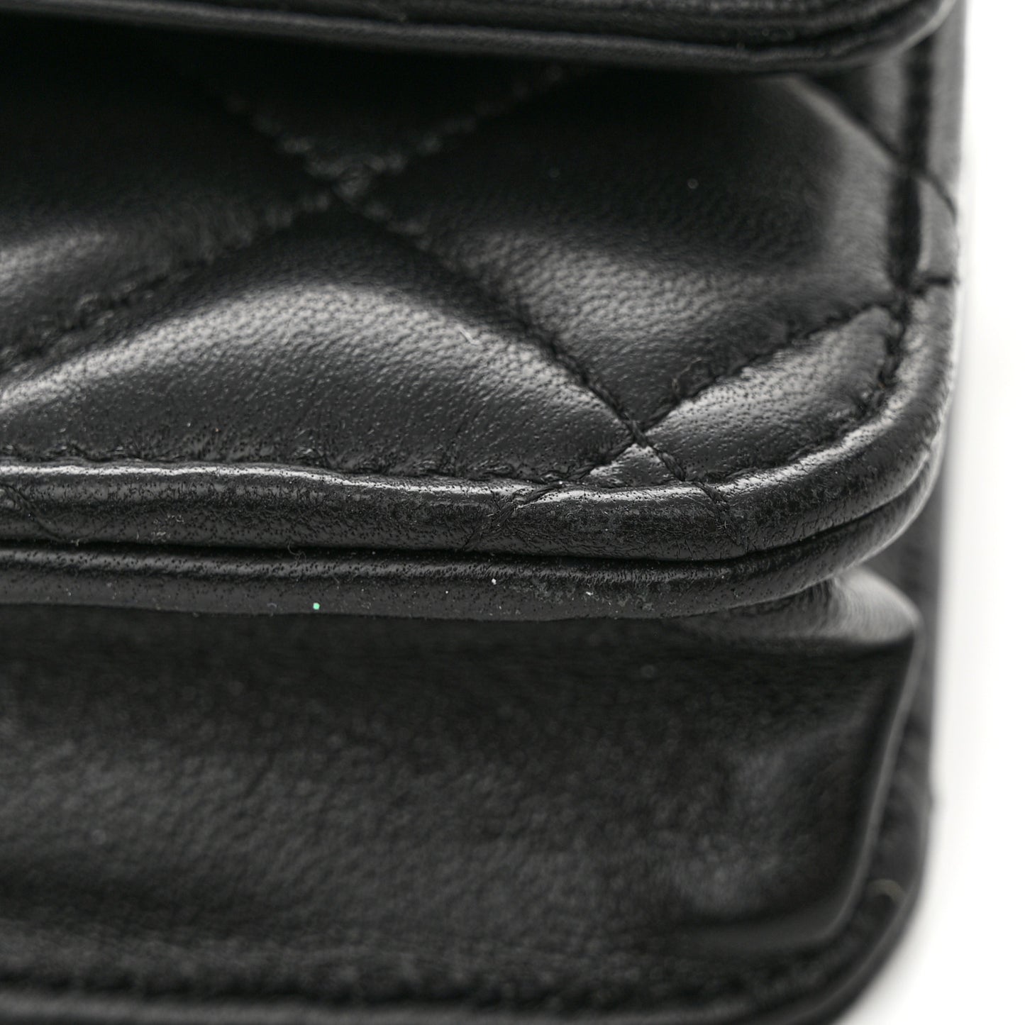 Lambskin Quilted Coco Bow Wallet On Chain WOC Black
