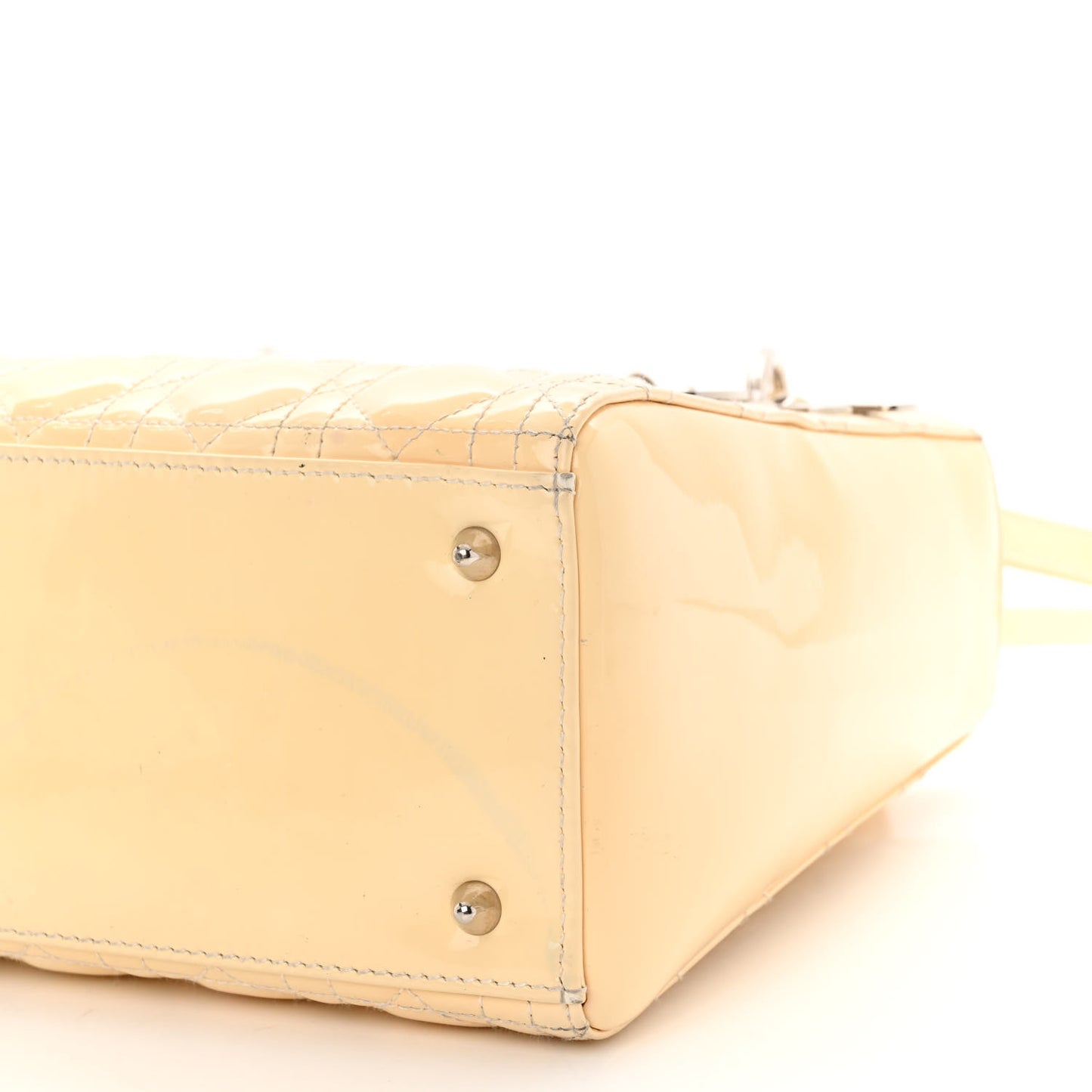 Patent Cannage Medium Lady Dior Beige