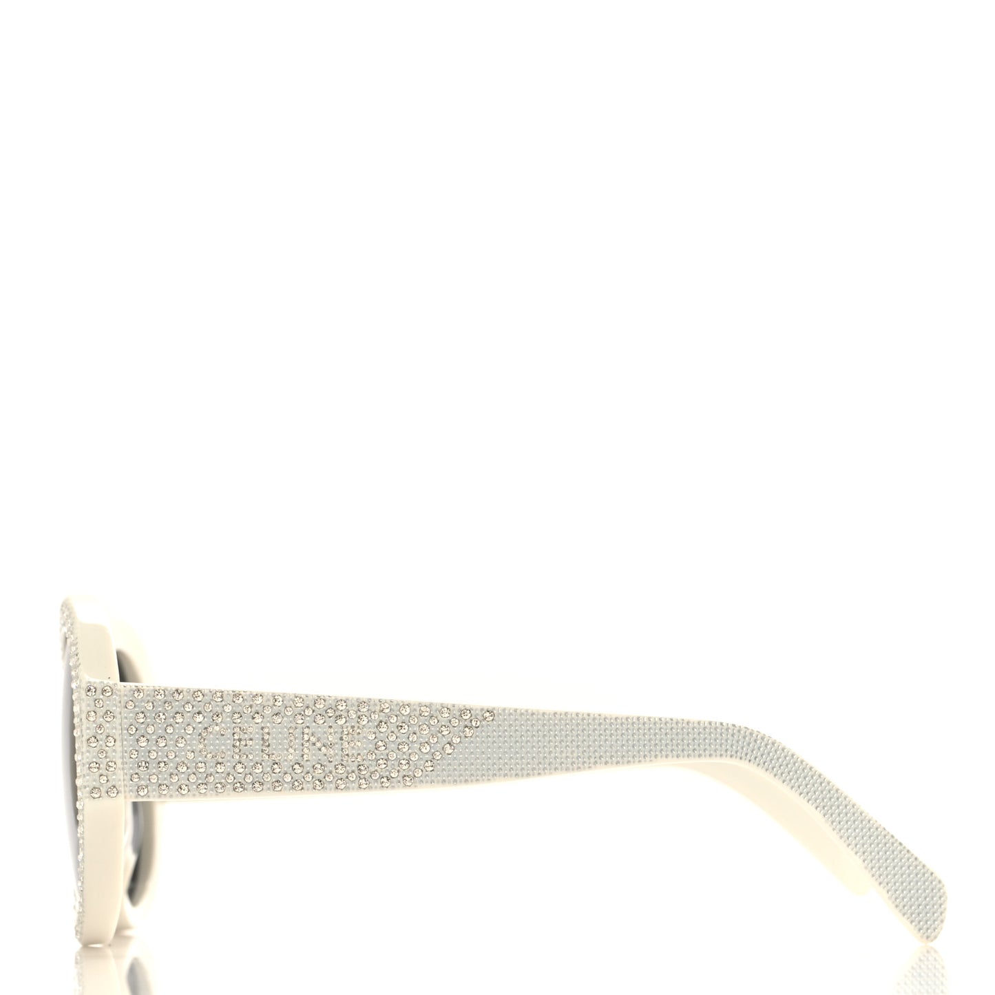 Acetate Crystal Studded Bold 3 Dots Round Sunglasses CL4240IS Ivory Smoke