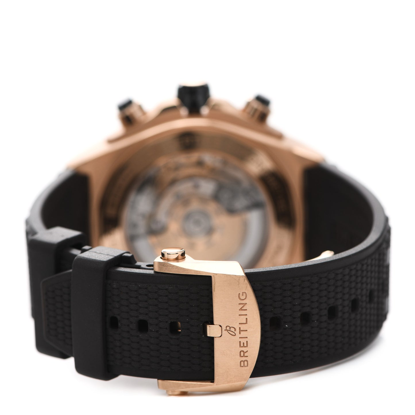 18K Rose Gold Rubber 44mm Super Chronomat B01 Chronograph Automatic Watch Brown RB0136