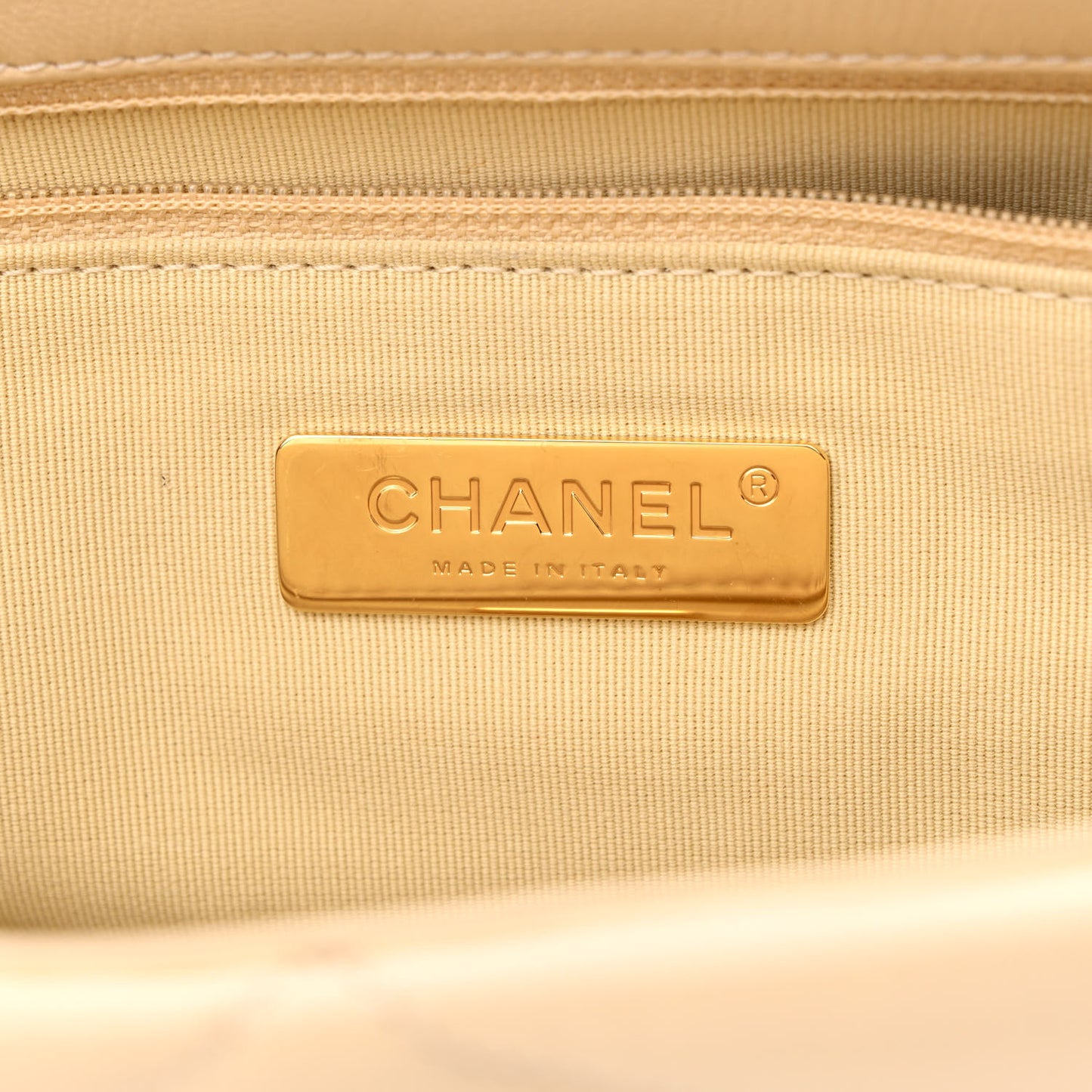 Lambskin Quilted Large Chanel 19 Flap Beige